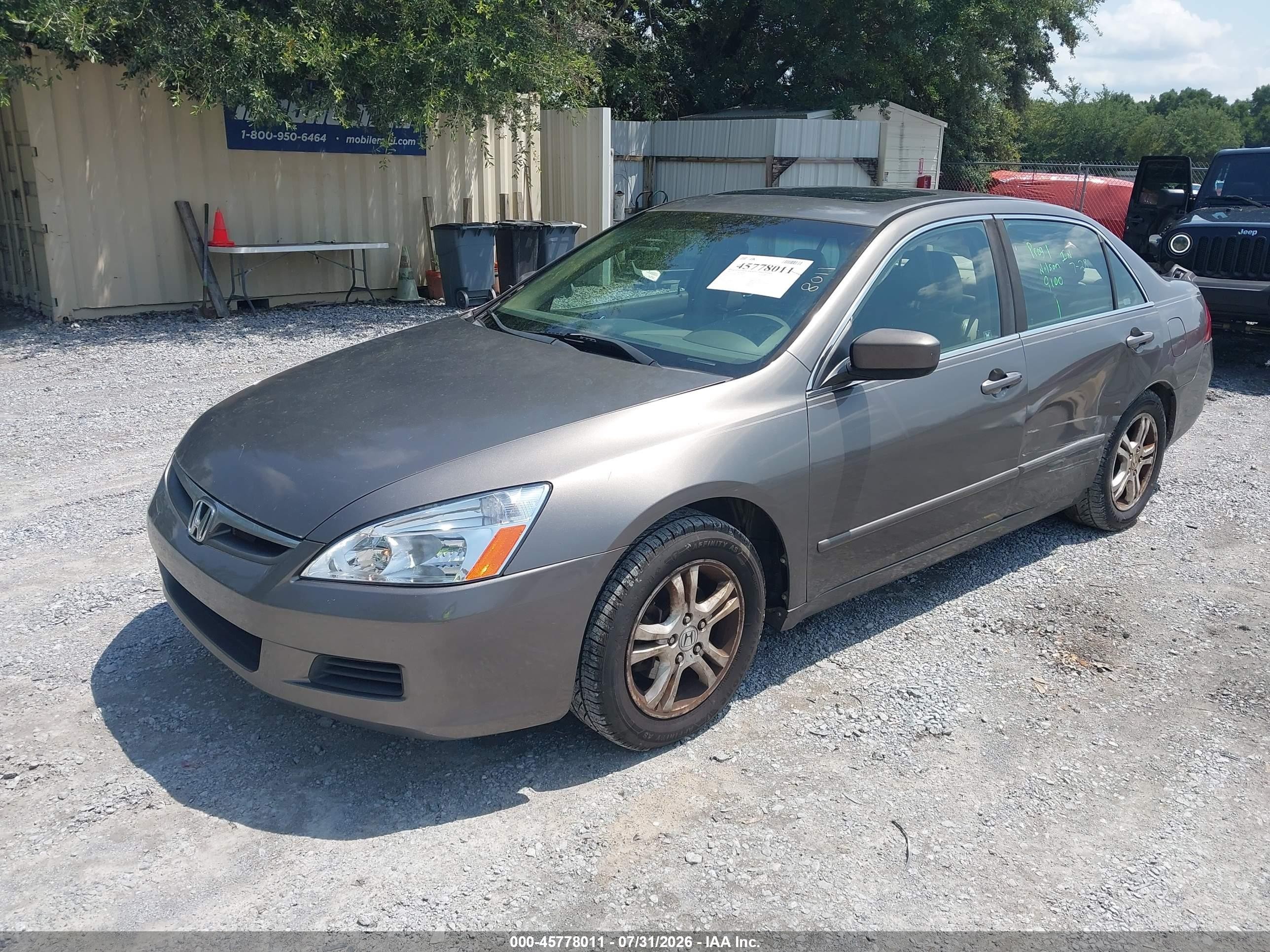 2007 Honda Accord 2.4 Ex Gray vin: 1HGCM56797A120002
