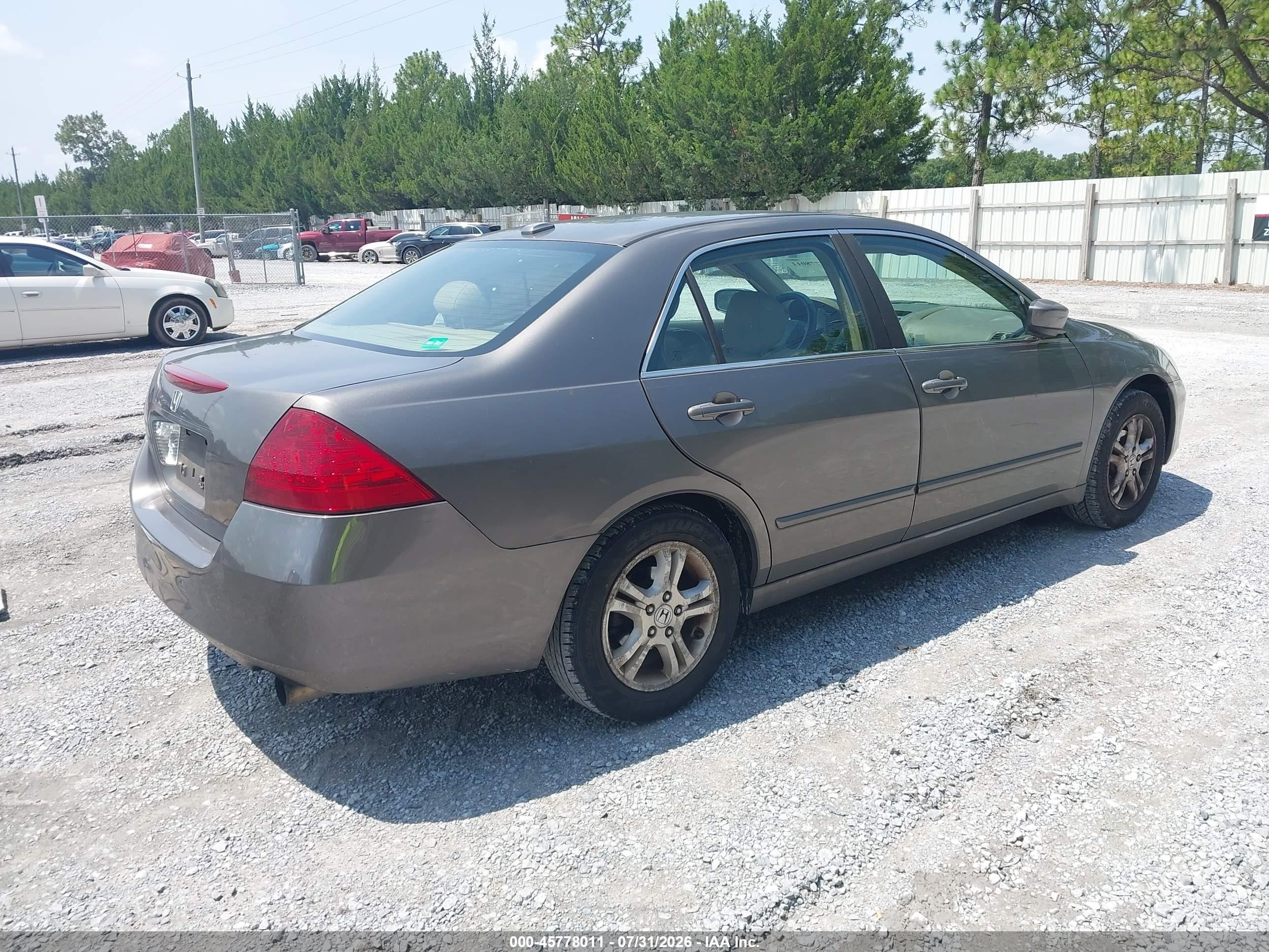 2007 Honda Accord 2.4 Ex Gray vin: 1HGCM56797A120002