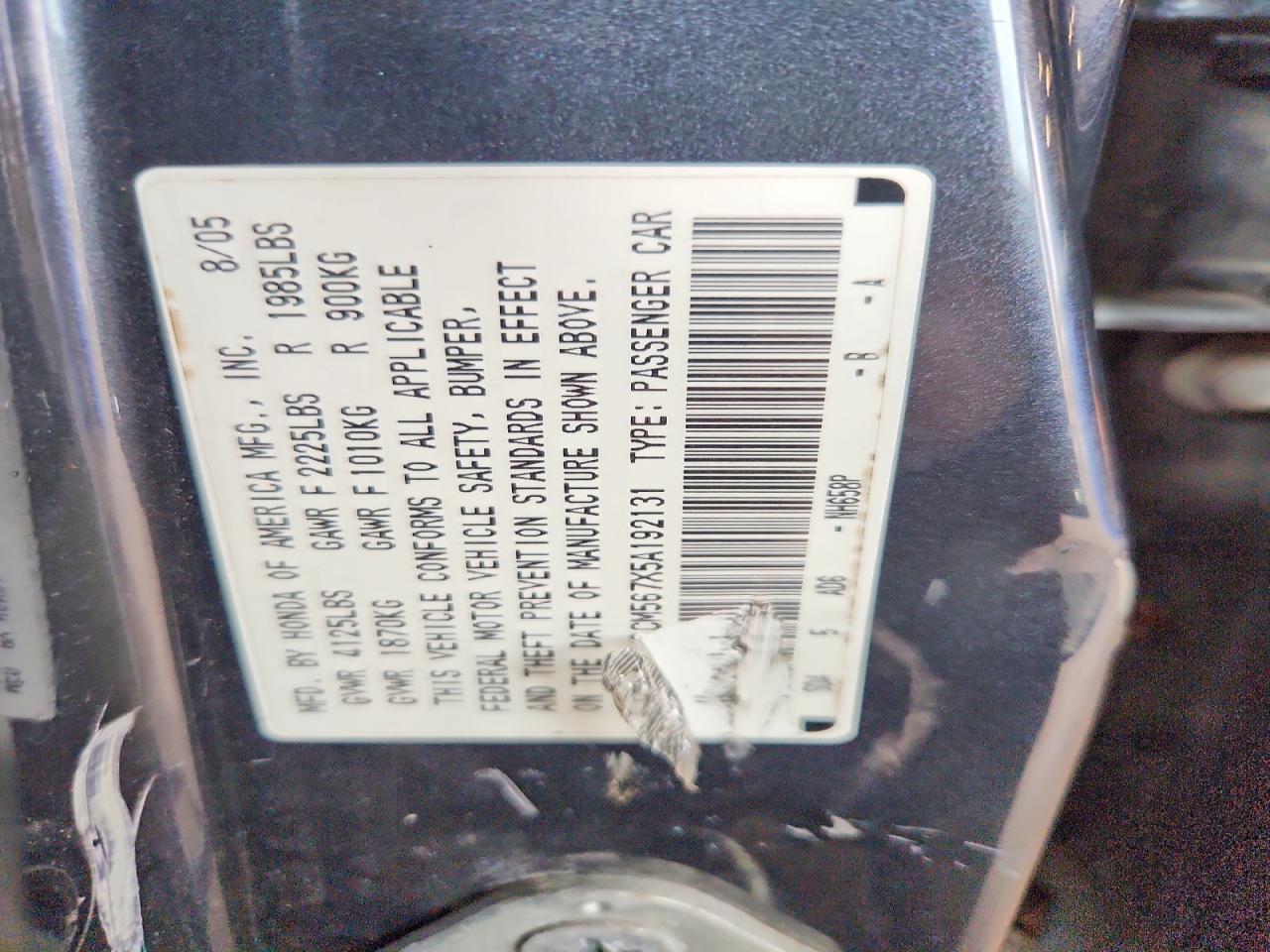 2005 Honda Accord Ex Gray vin: 1HGCM567X5A192131