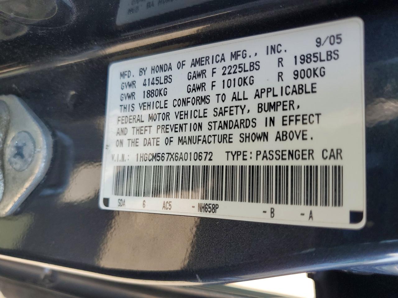 2006 Honda Accord Ex Gray vin: 1HGCM567X6A010672