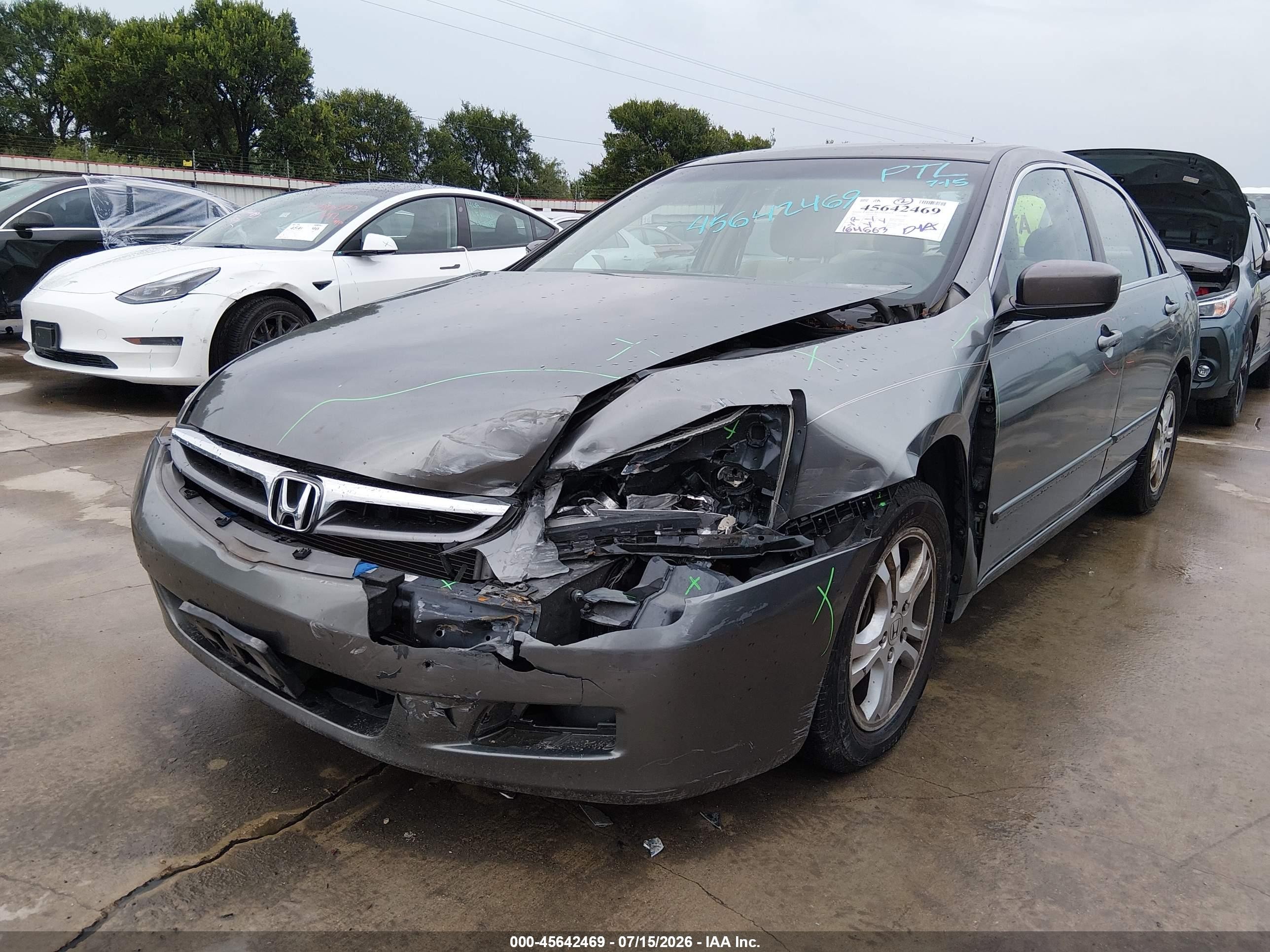 2007 Honda Accord 2.4 Ex Gray vin: 1HGCM567X7A159584