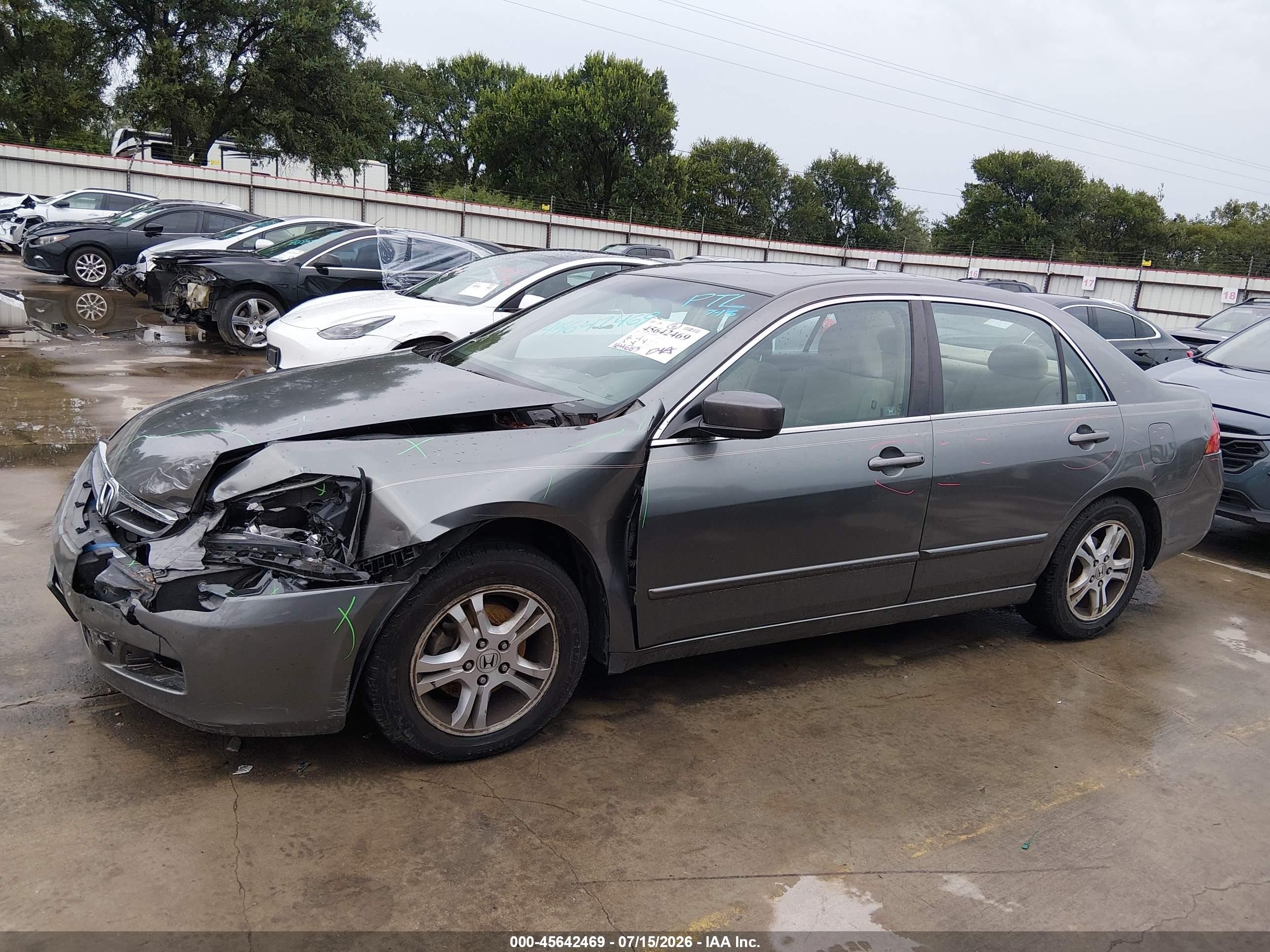 2007 Honda Accord 2.4 Ex Gray vin: 1HGCM567X7A159584