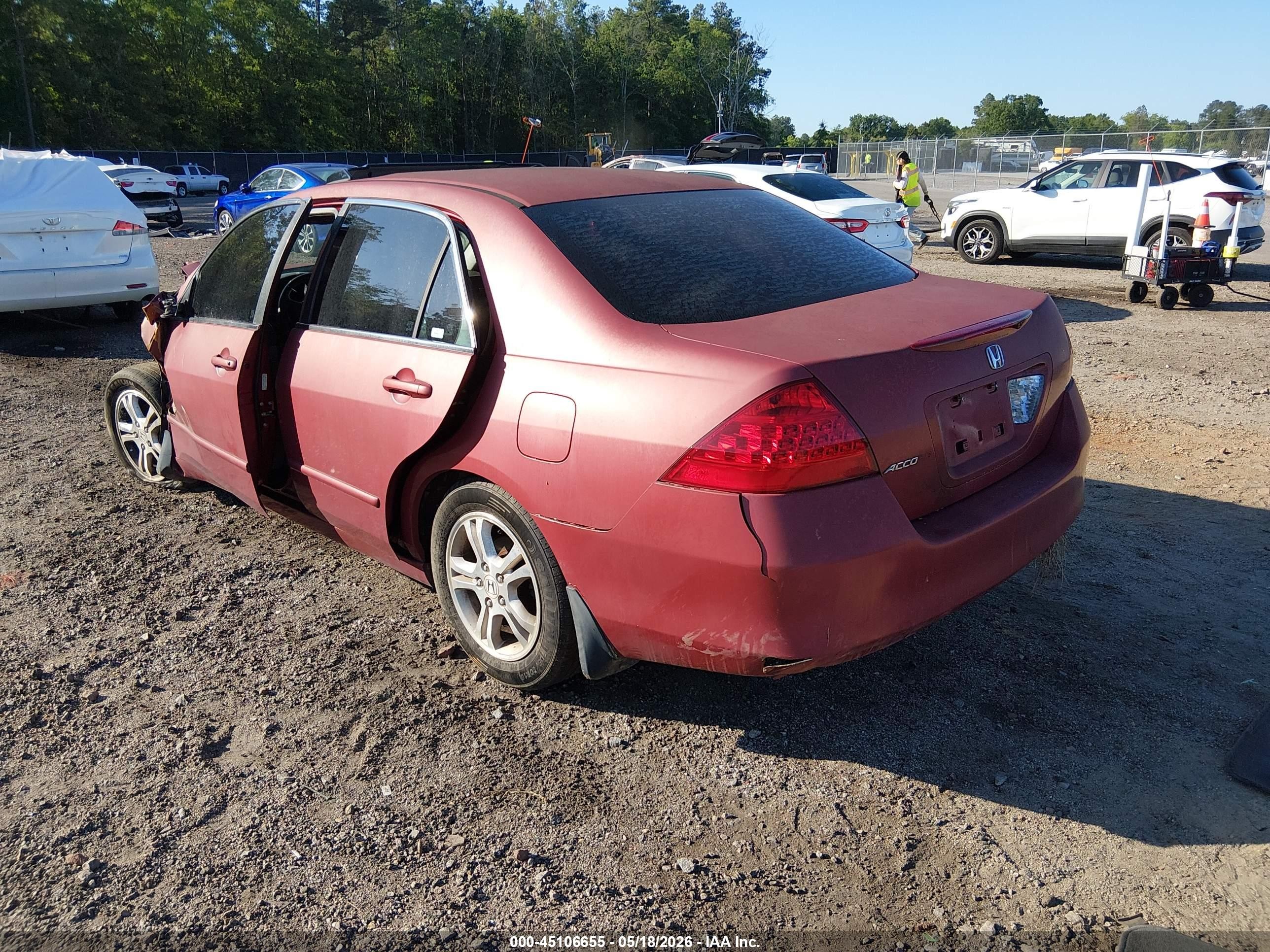 2007 Honda Accord 2.4 Ex Red vin: 1HGCM567X7A185909