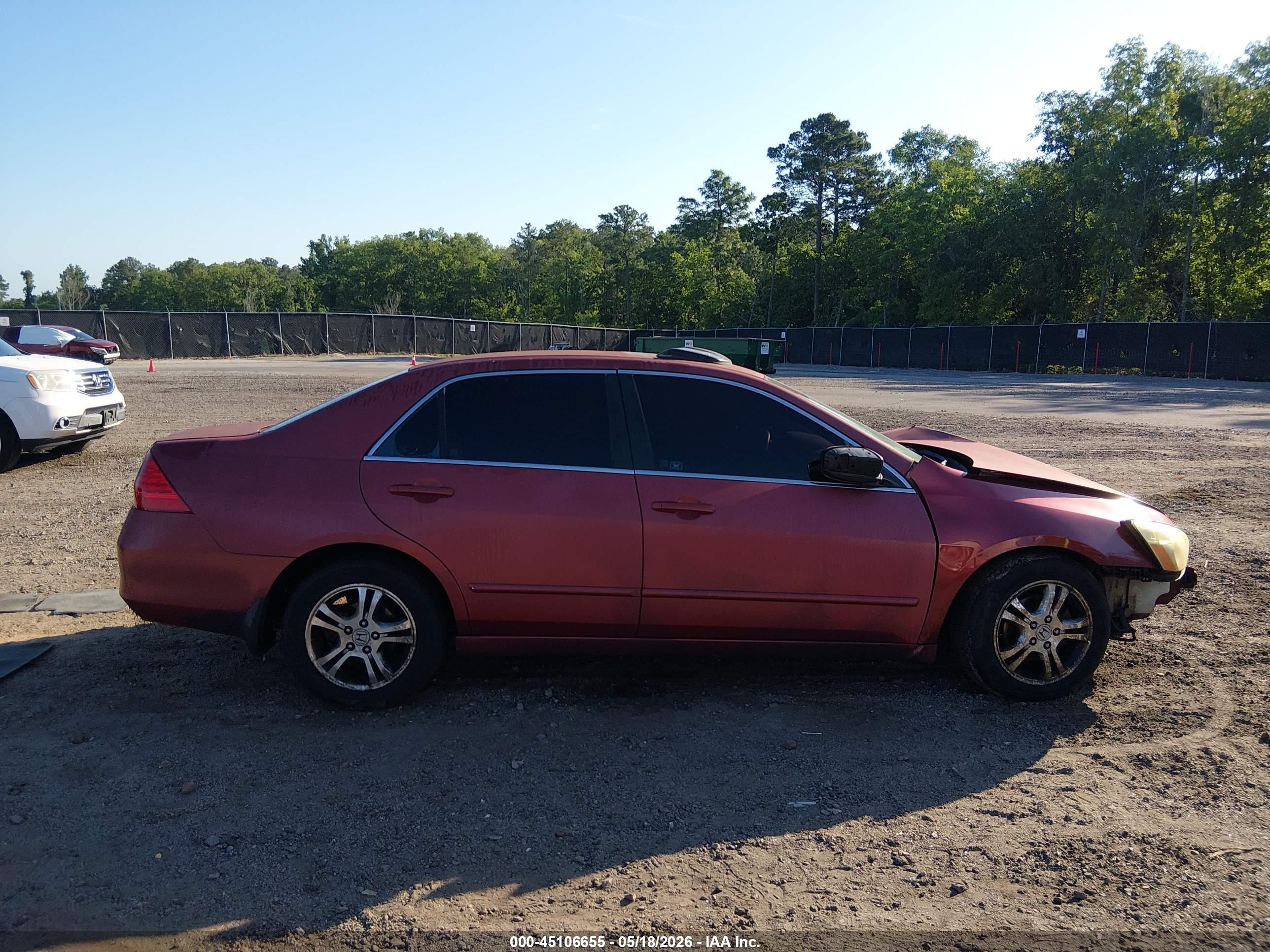 2007 Honda Accord 2.4 Ex Red vin: 1HGCM567X7A185909