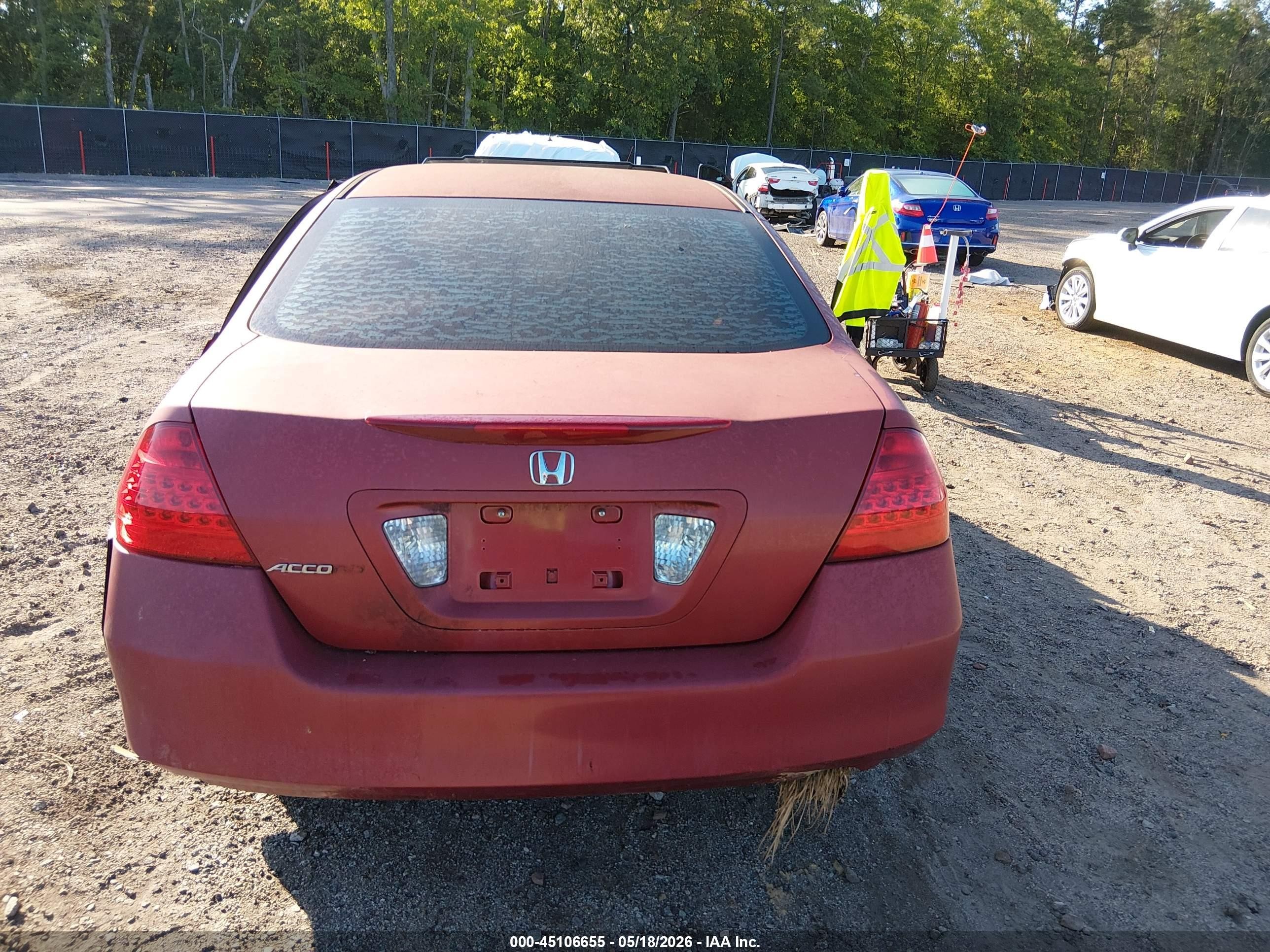 2007 Honda Accord 2.4 Ex Red vin: 1HGCM567X7A185909