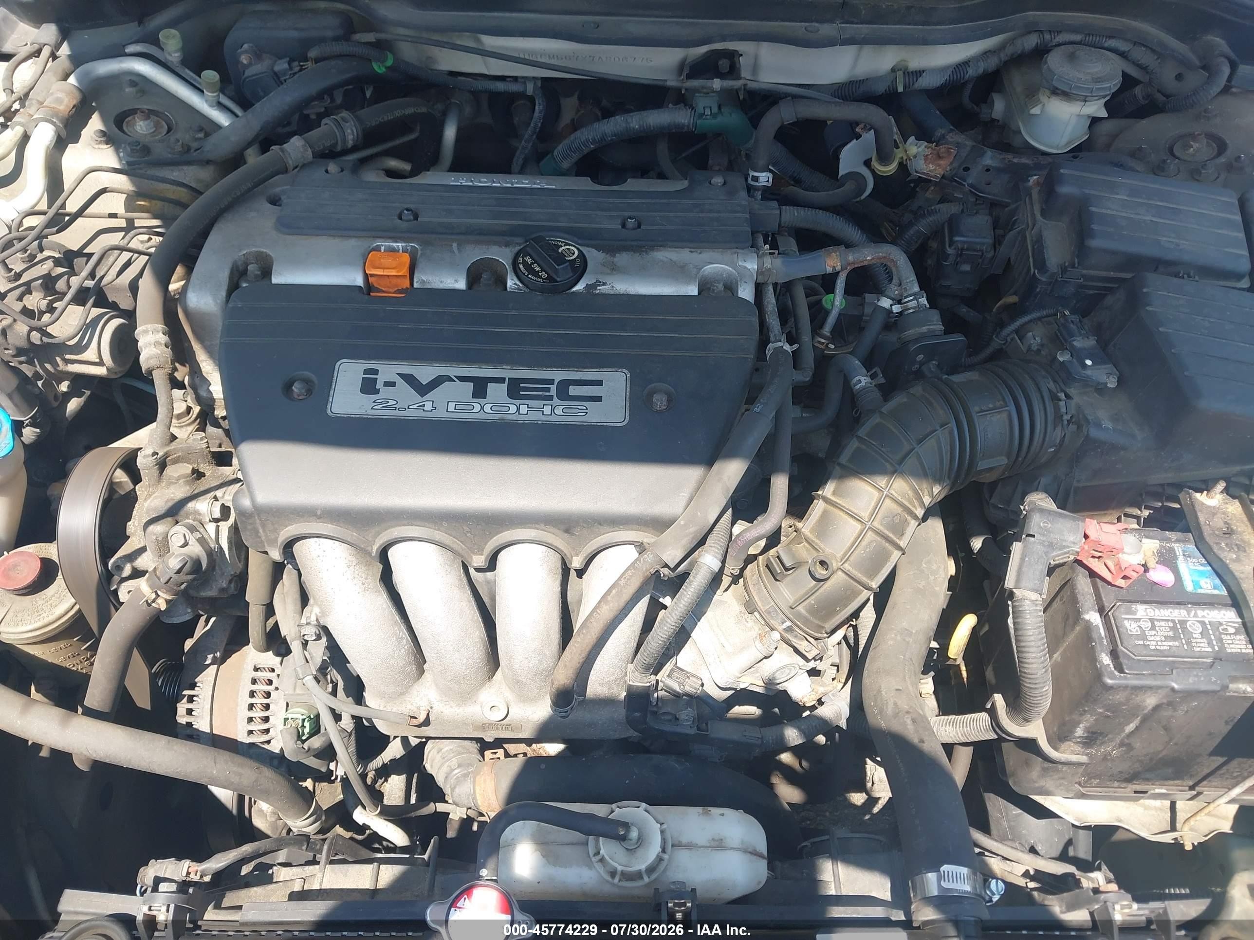 2007 Honda Accord 2.4 Ex White vin: 1HGCM567X7A806775