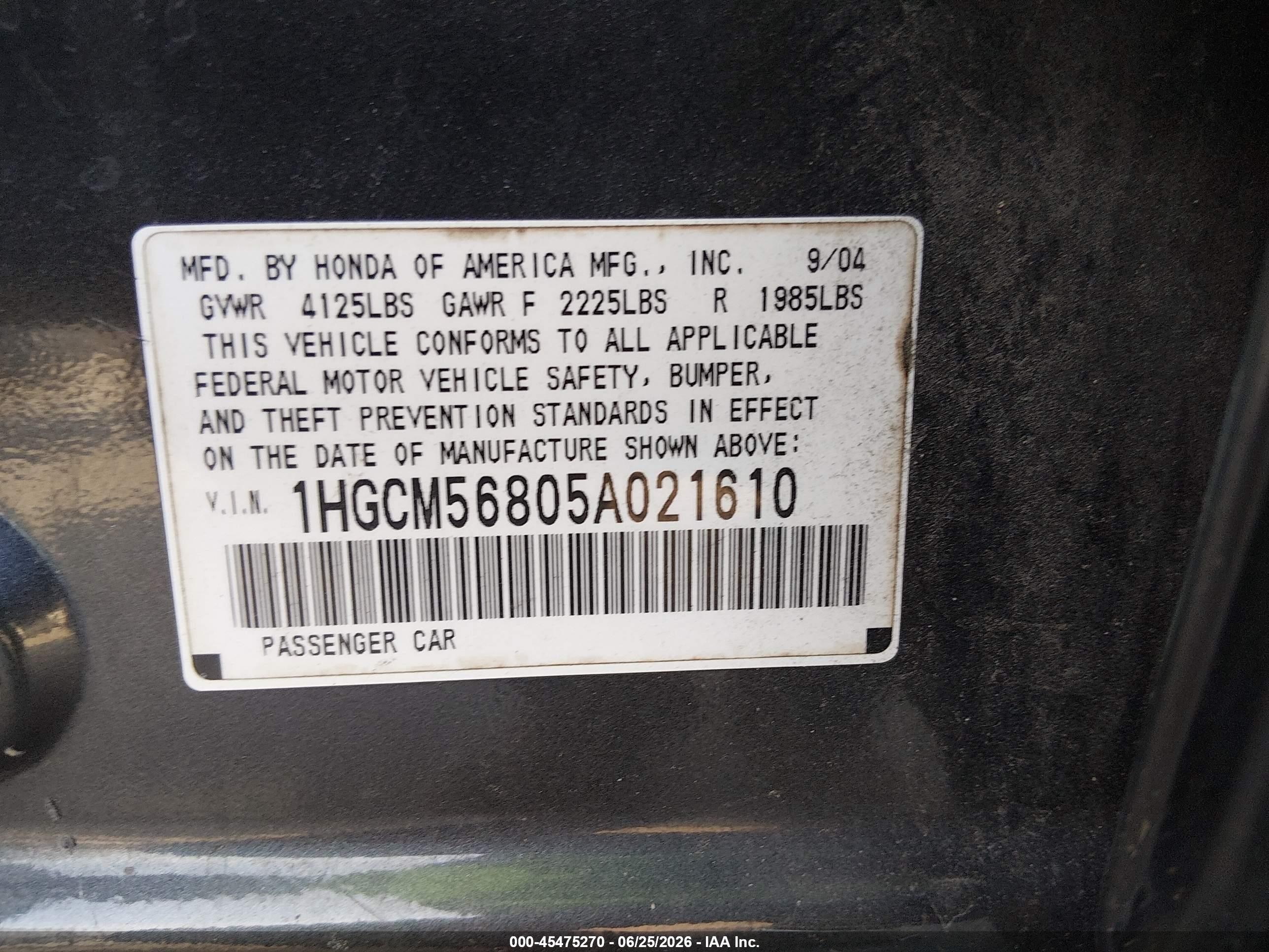 2005 Honda Accord 2.4 Ex Gray vin: 1HGCM56805A021610
