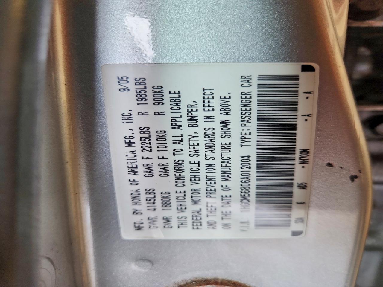 2006 Honda Accord Ex Silver vin: 1HGCM56806A012004