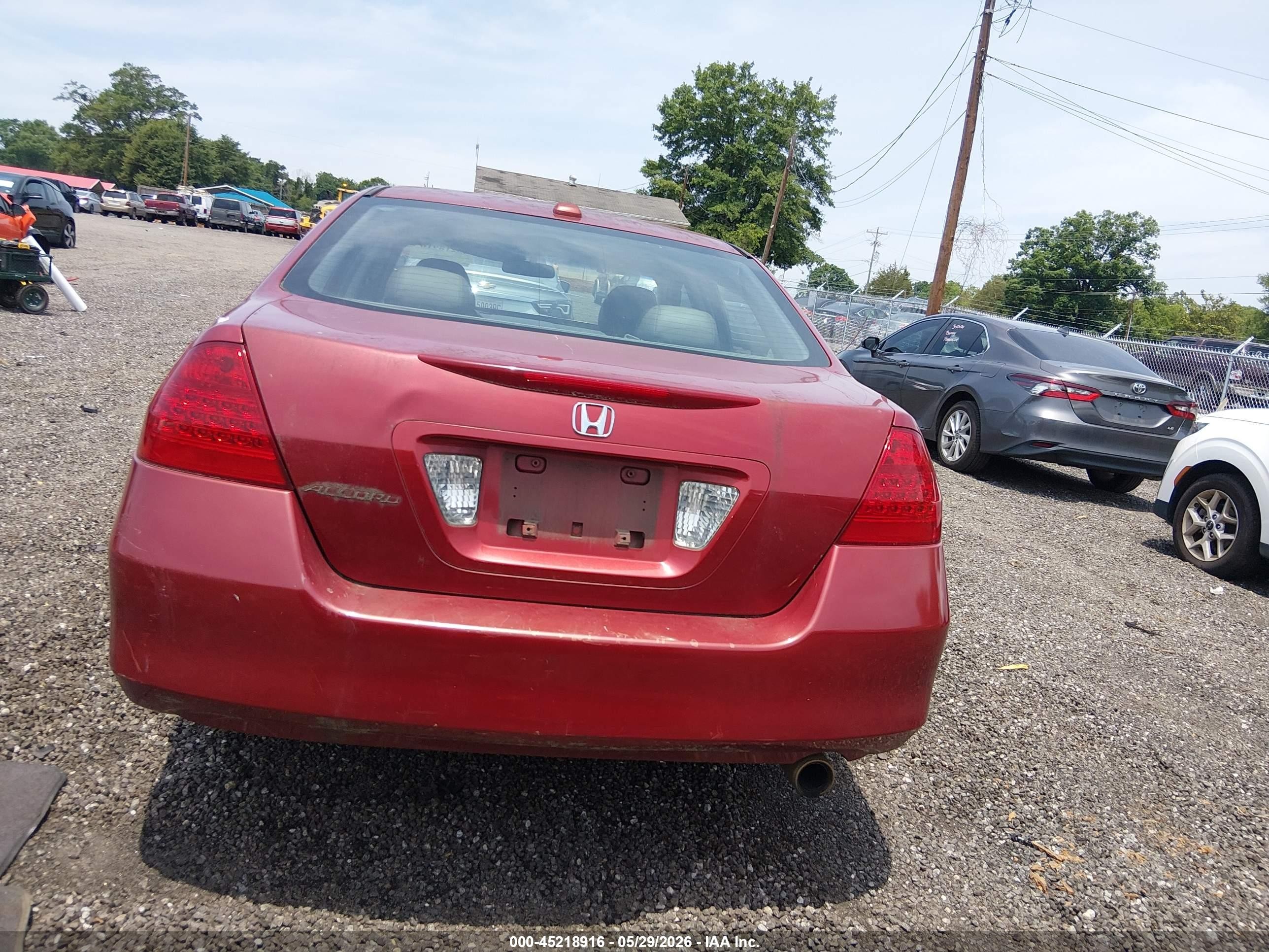 2007 Honda Accord 2.4 Ex Red vin: 1HGCM56807A219252