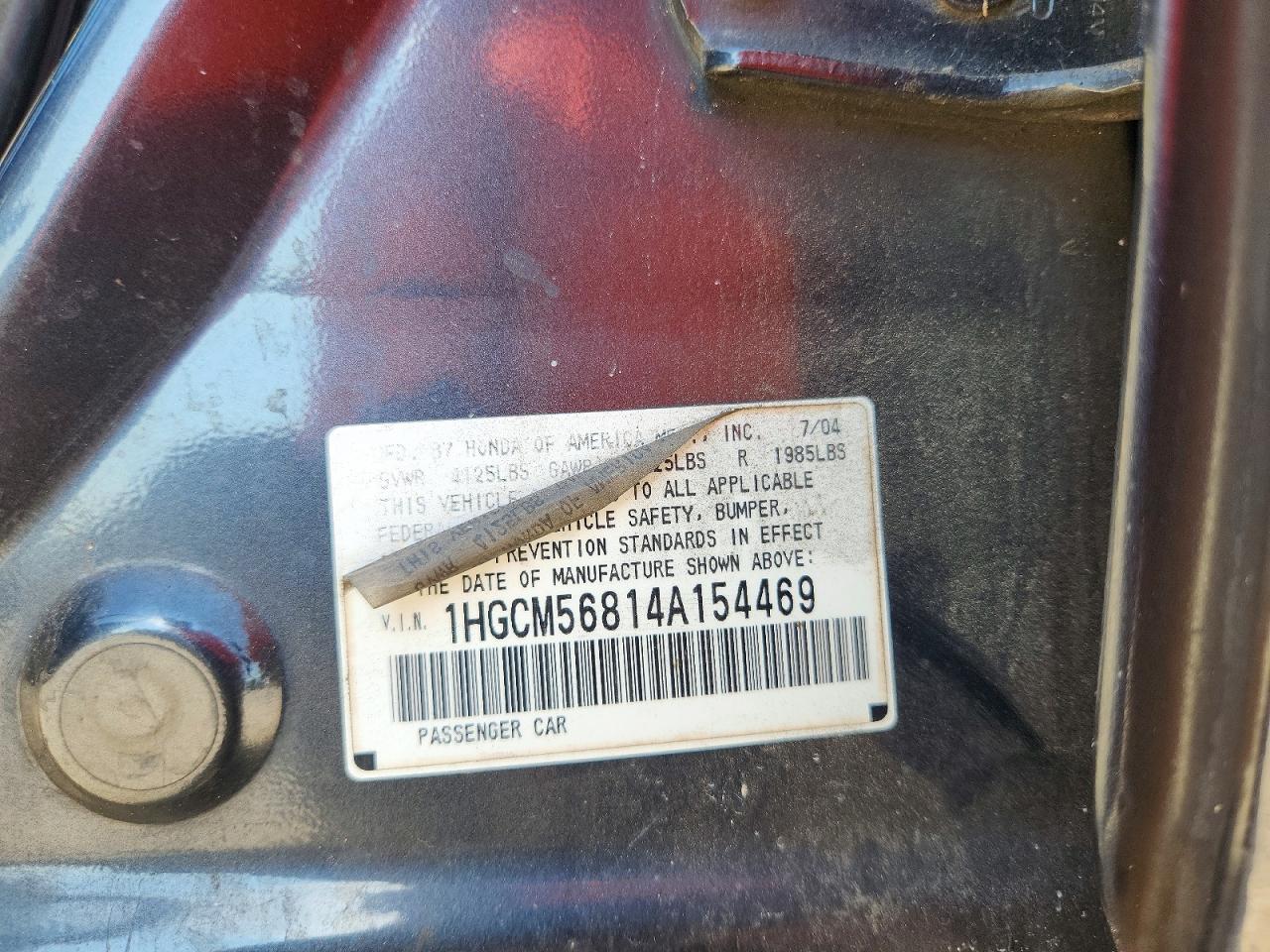 2004 Honda Accord Ex Gray vin: 1HGCM56814A154469