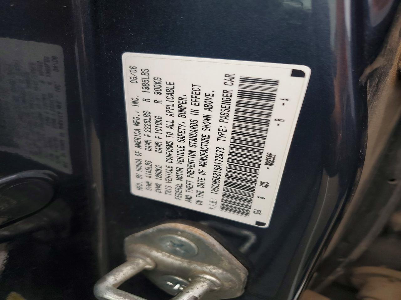 2006 Honda Accord Ex Серый vin: 1HGCM56816A172473