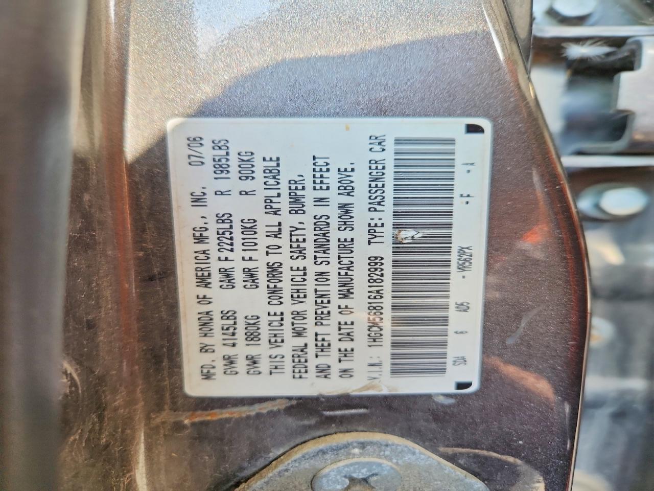 2006 Honda Accord Ex Silver vin: 1HGCM56816A182999