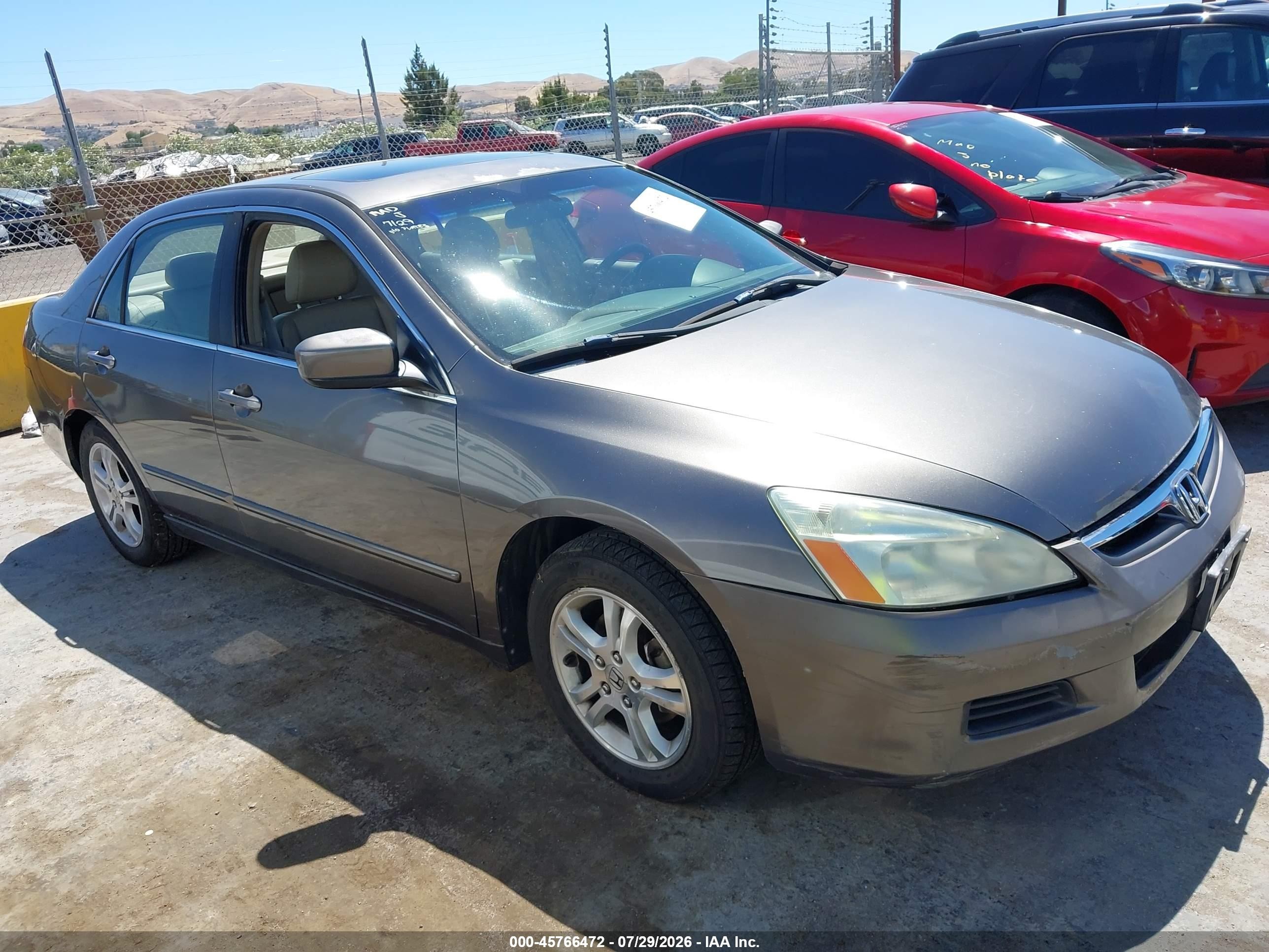 2007 Honda Accord 2.4 Ex Gray vin: 1HGCM56817A034563
