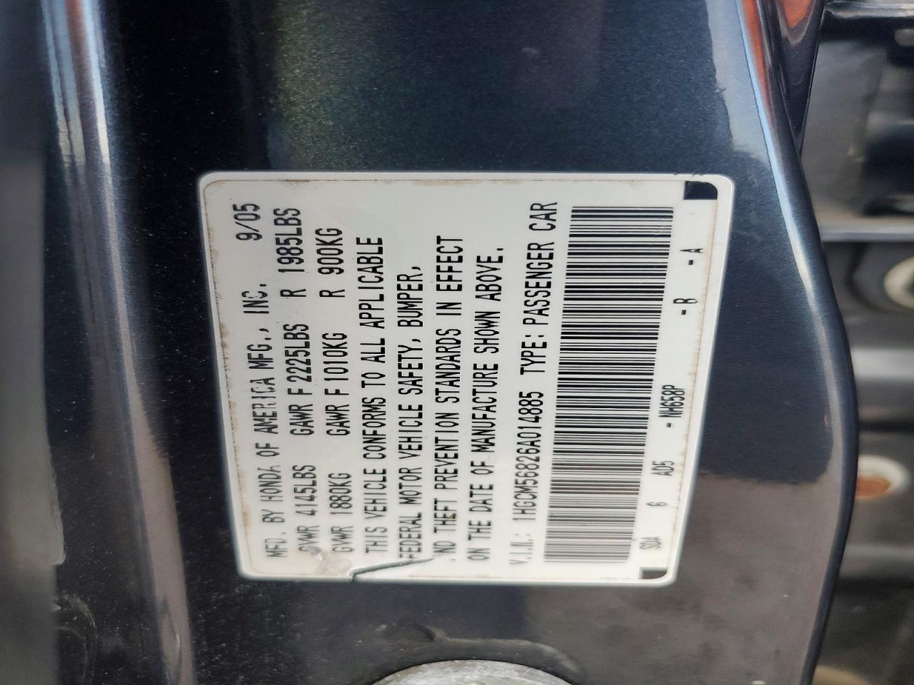 2006 Honda Accord Ex Gray vin: 1HGCM56826A014885