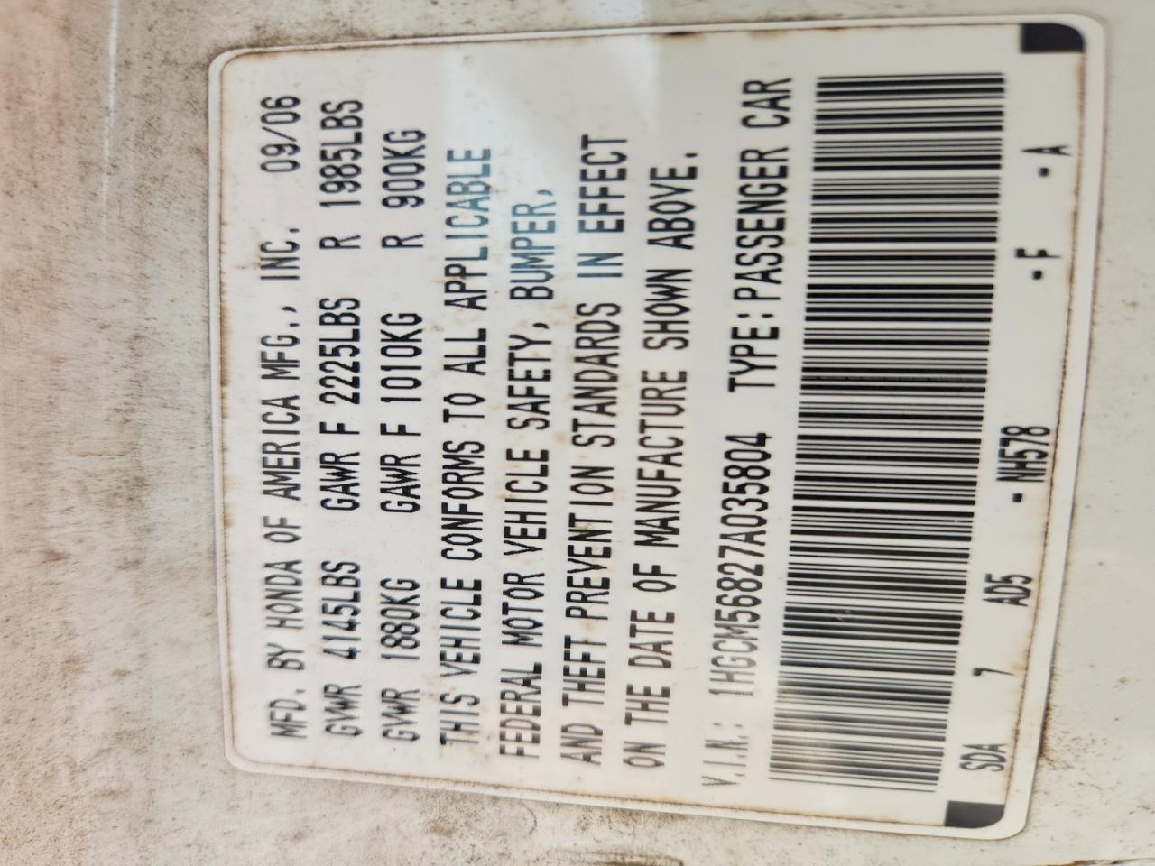 2007 Honda Accord Ex White vin: 1HGCM56827A035804