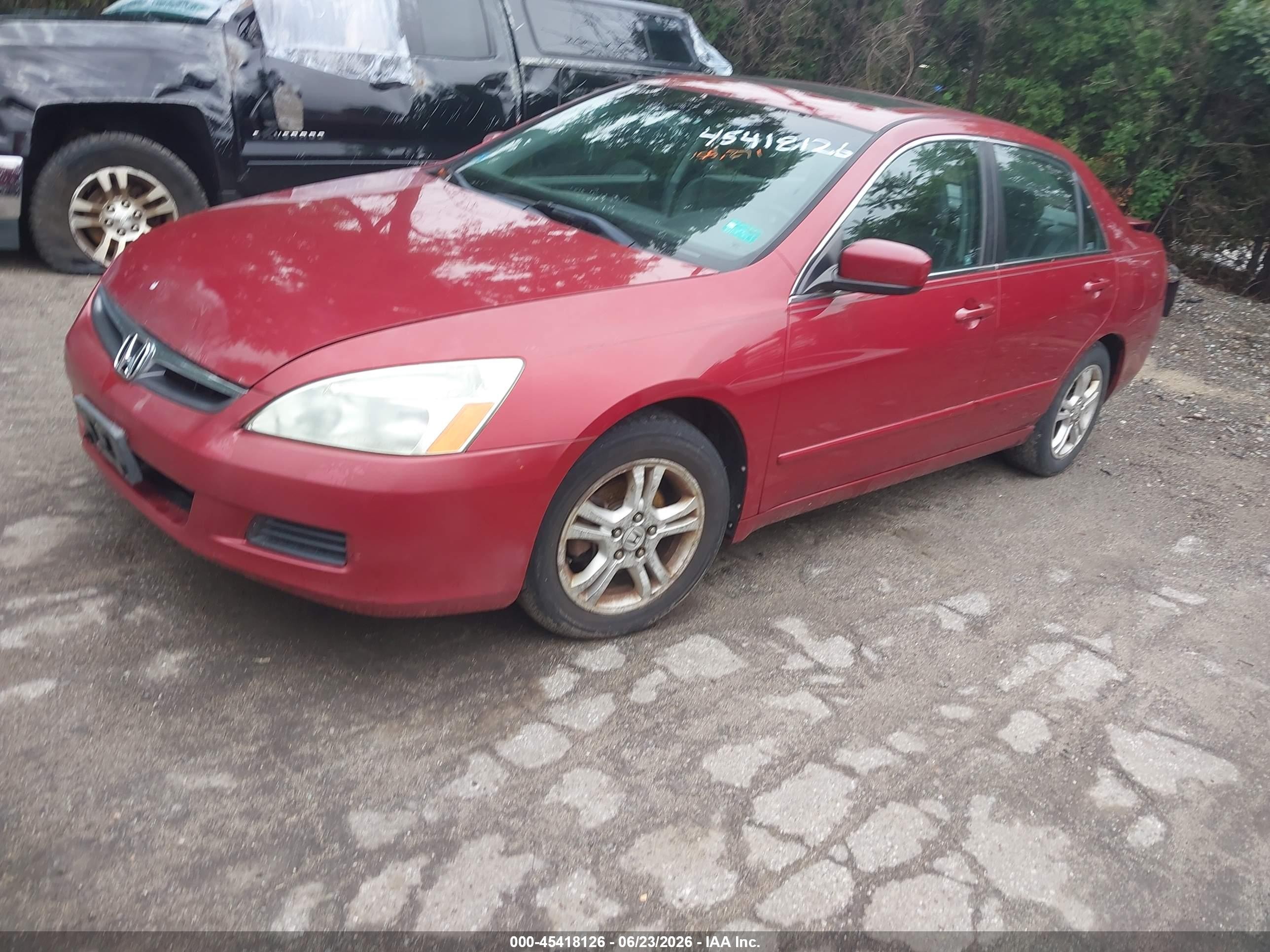 2007 Honda Accord 2.4 Ex Red vin: 1HGCM56827A107438