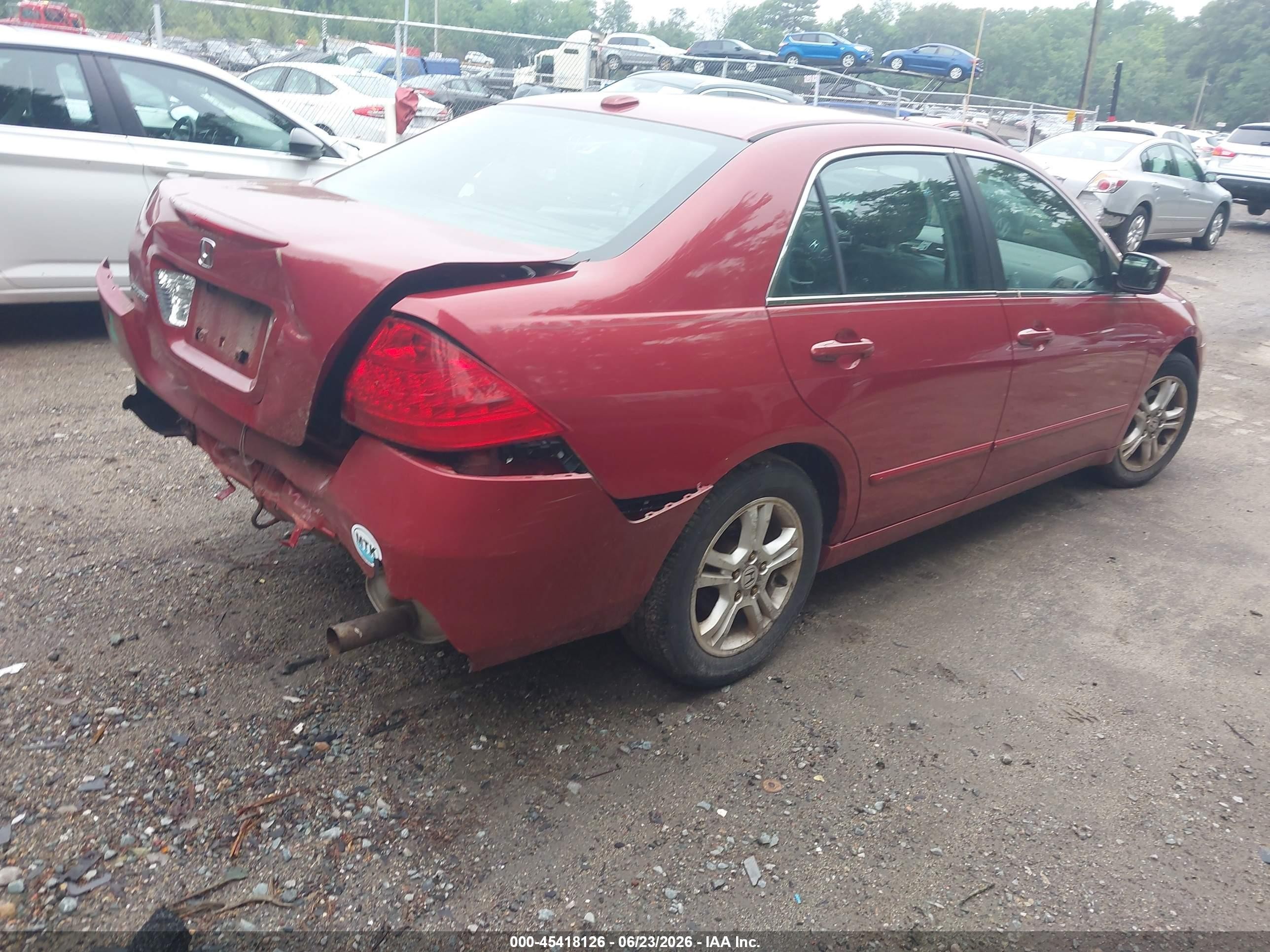 2007 Honda Accord 2.4 Ex Red vin: 1HGCM56827A107438