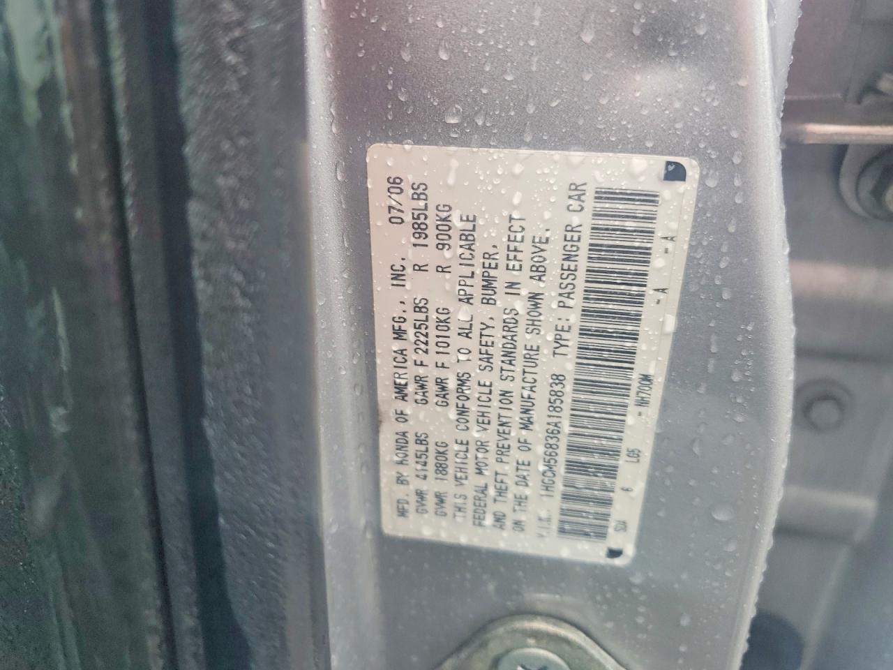 2006 Honda Accord Ex Silver vin: 1HGCM56836A185838