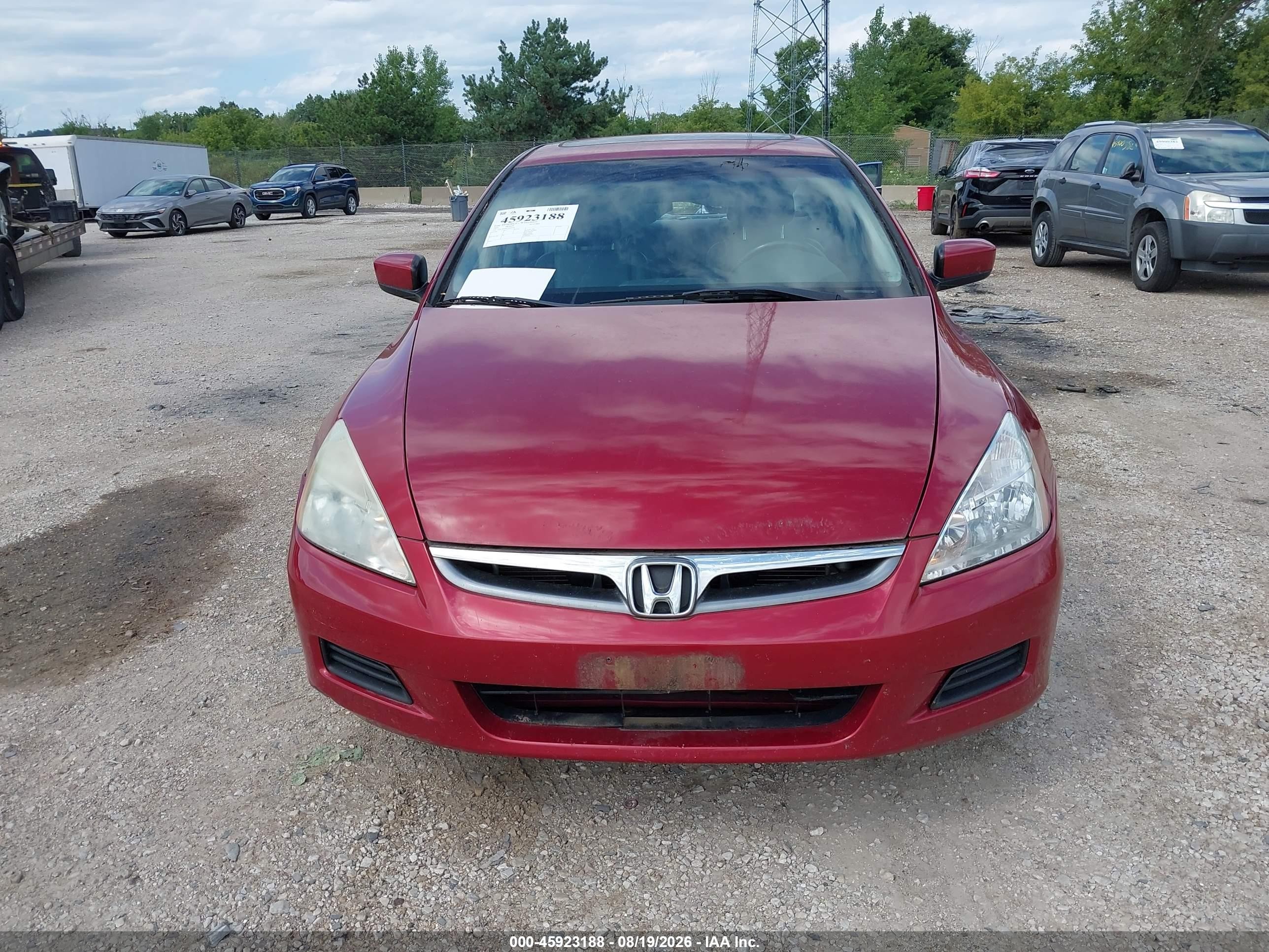 2007 Honda Accord 2.4 Ex Red vin: 1HGCM56837A021250