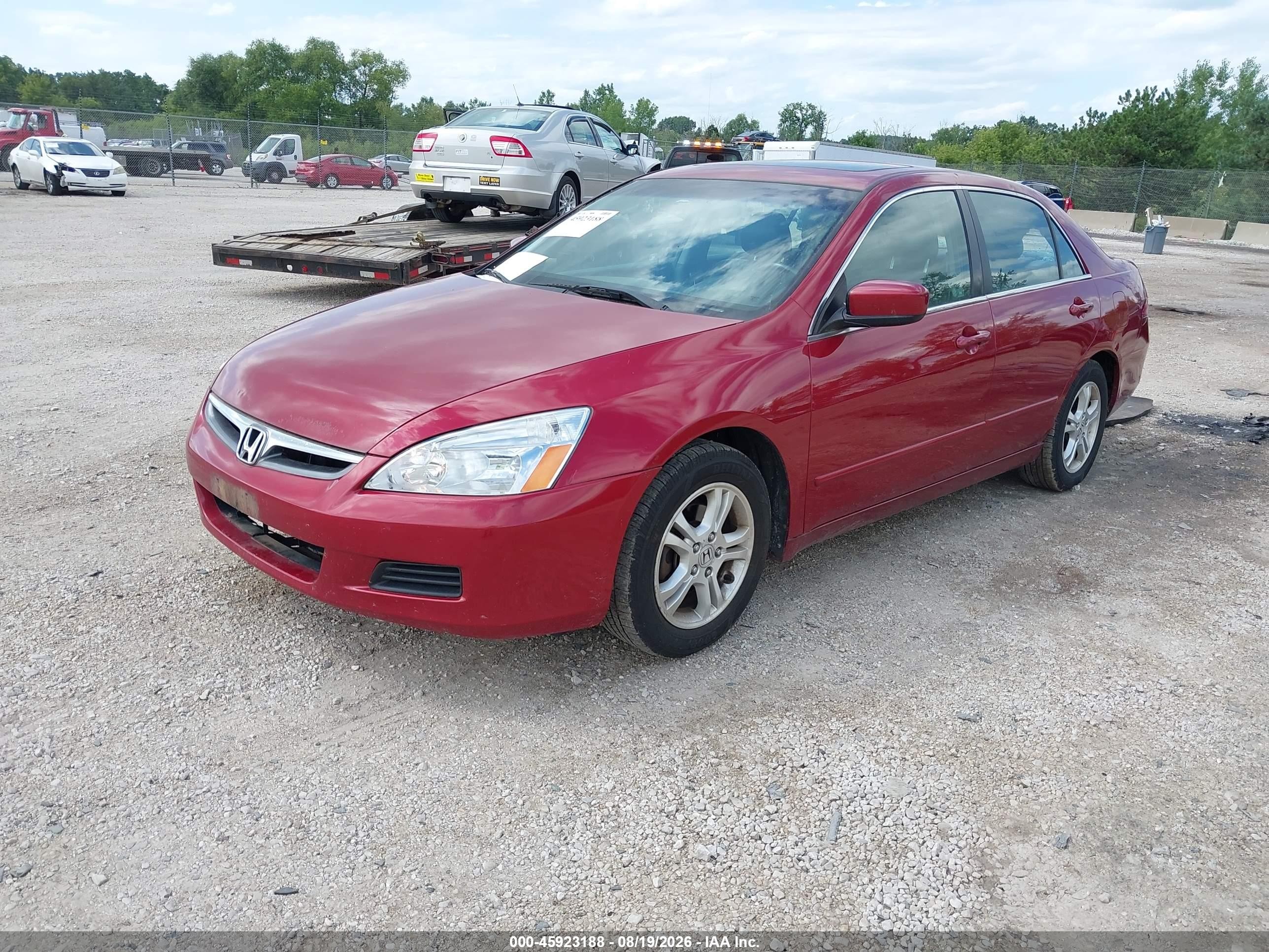 2007 Honda Accord 2.4 Ex Red vin: 1HGCM56837A021250