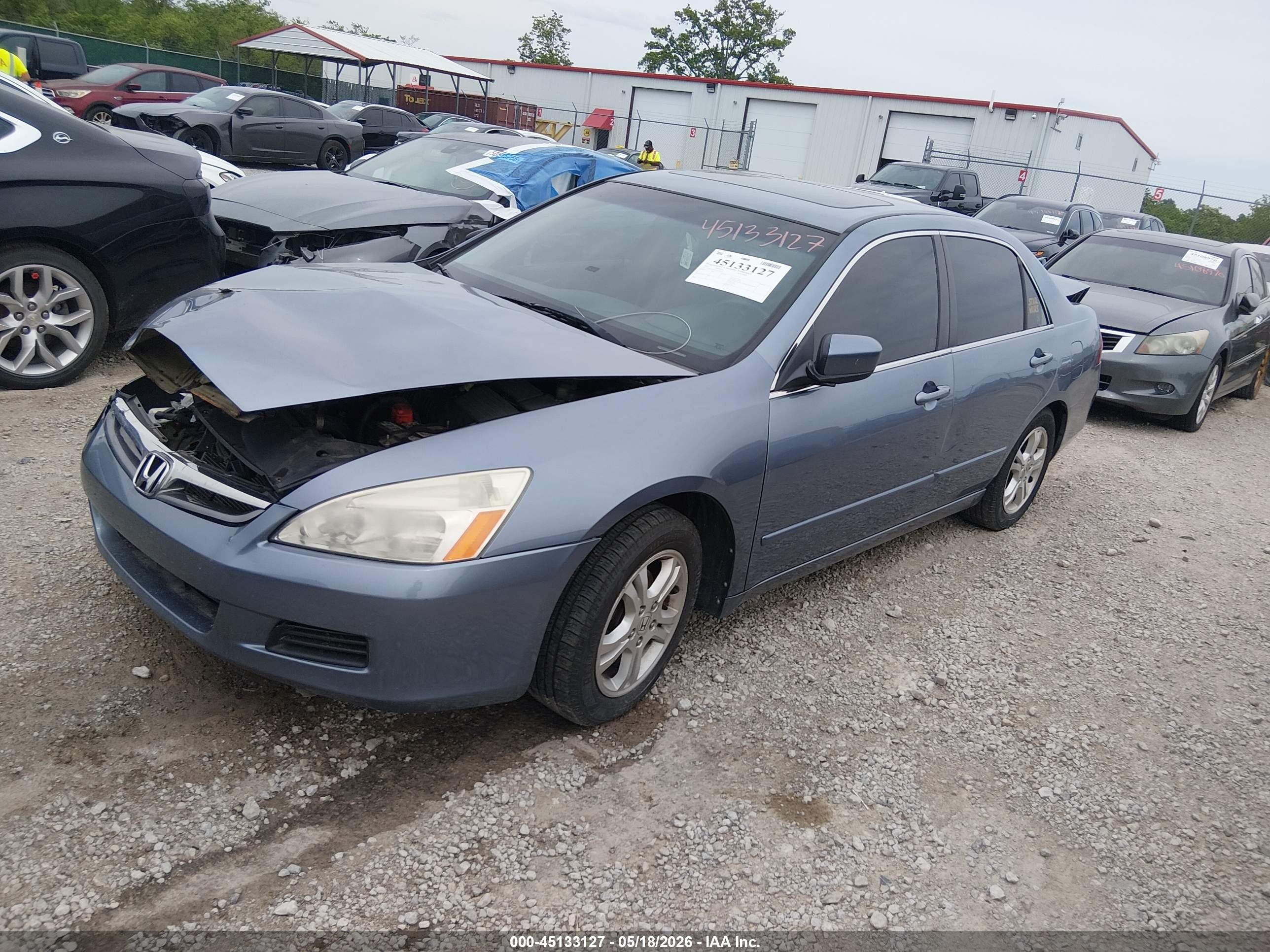 2007 Honda Accord 2.4 Ex Blue vin: 1HGCM56837A070626