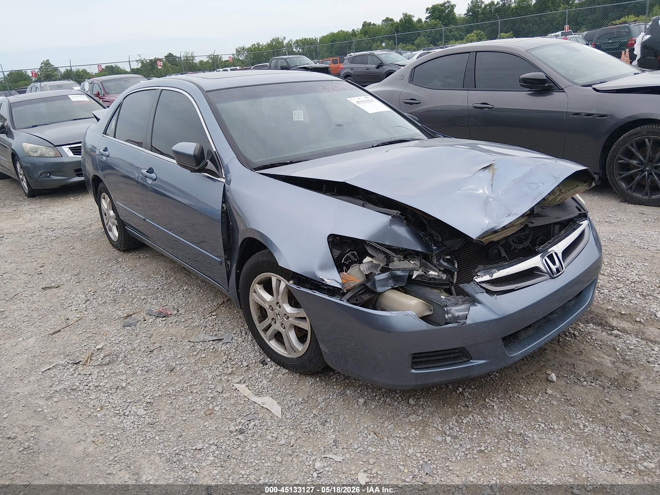 2007 Honda Accord 2.4 Ex Blue vin: 1HGCM56837A070626