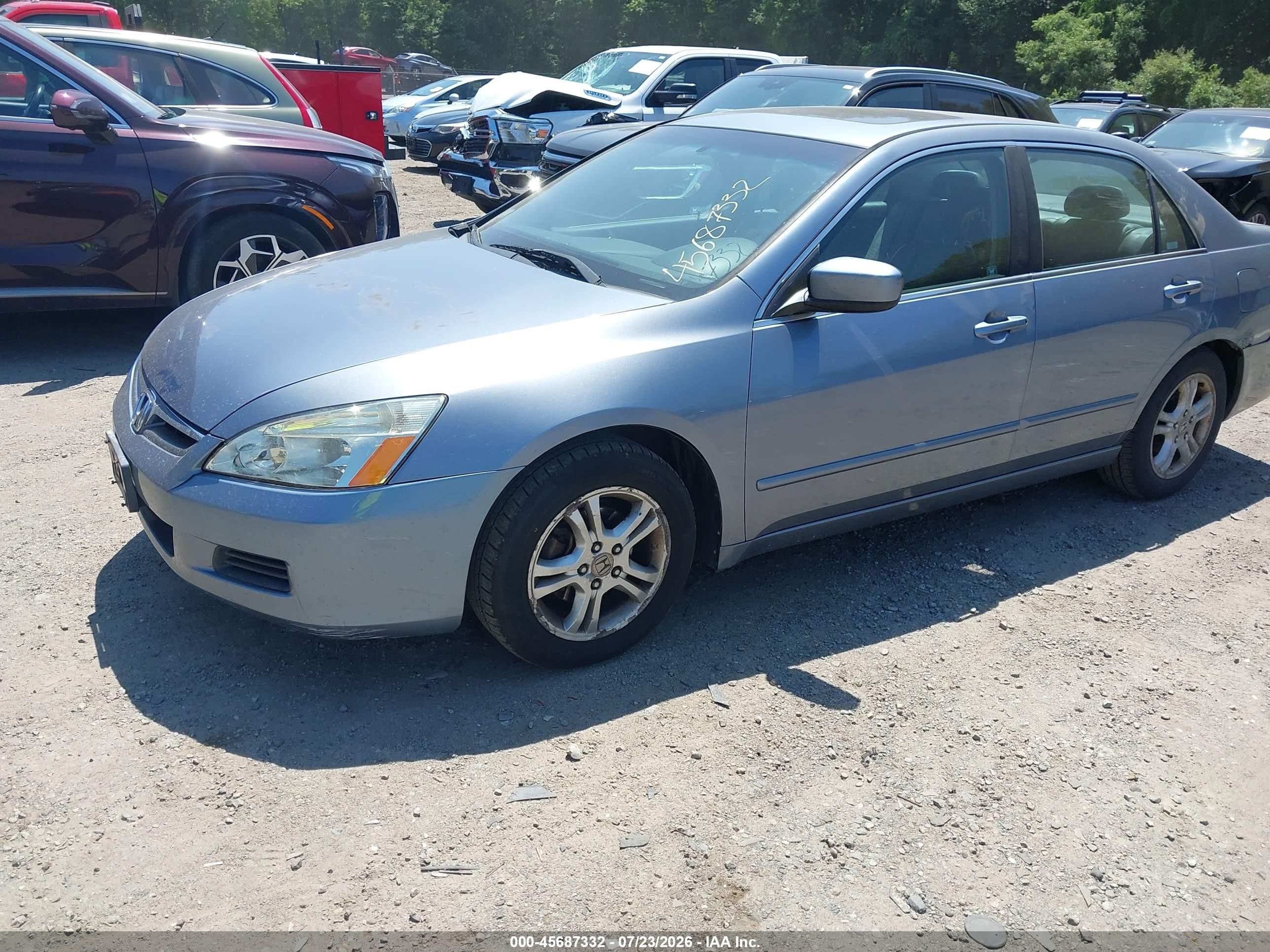 2007 Honda Accord 2.4 Ex Blue vin: 1HGCM56837A070870