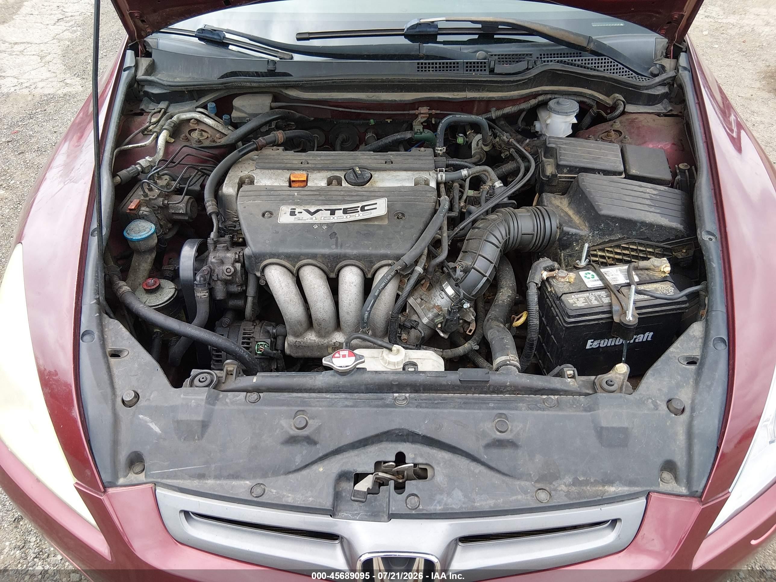 2004 Honda Accord 2.4 Ex Burgundy vin: 1HGCM56844A080254