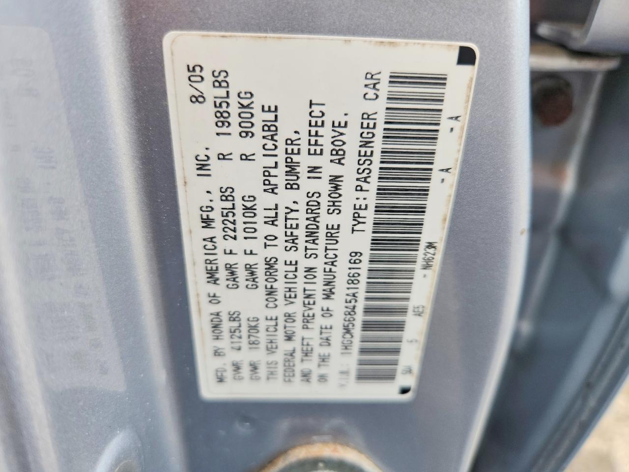 2005 Honda Accord Ex Silver vin: 1HGCM56845A186169