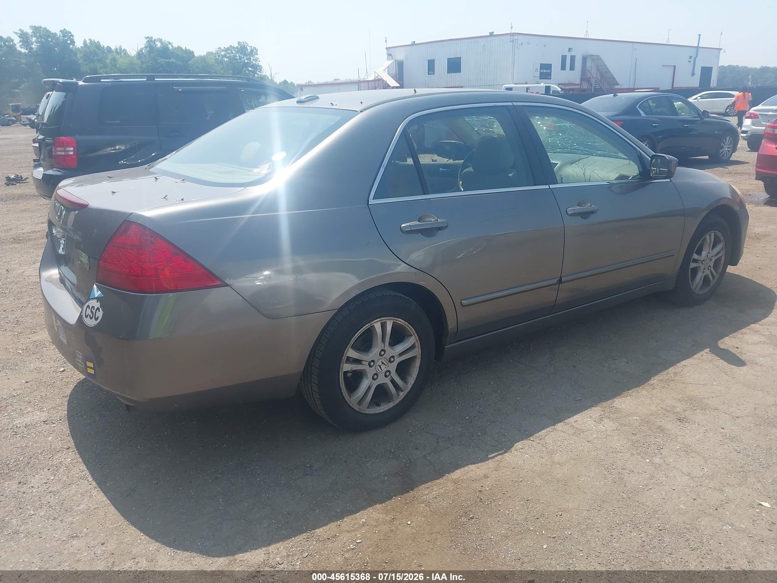 2007 Honda Accord 2.4 Ex Gray vin: 1HGCM56847A091257