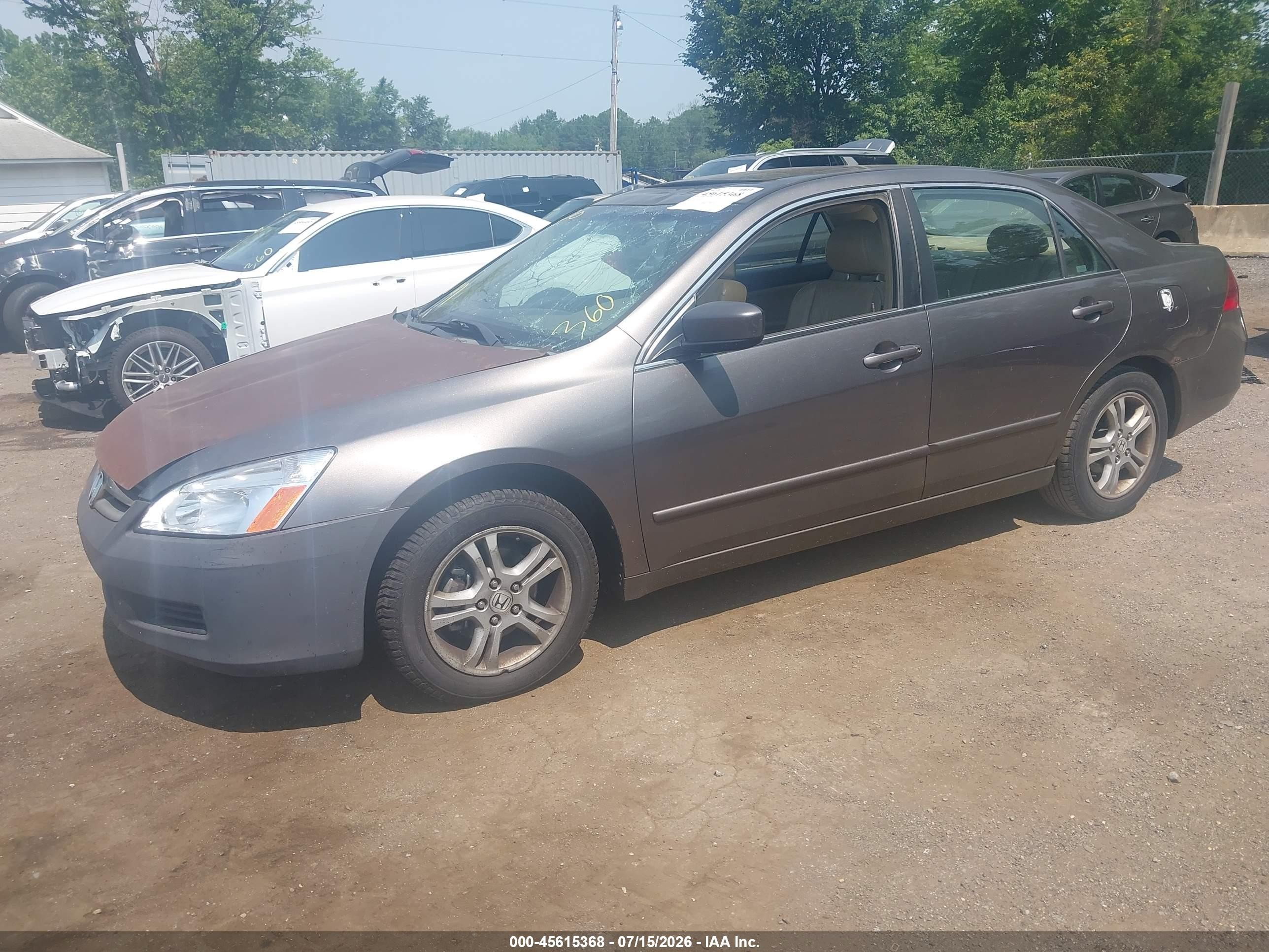 2007 Honda Accord 2.4 Ex Gray vin: 1HGCM56847A091257