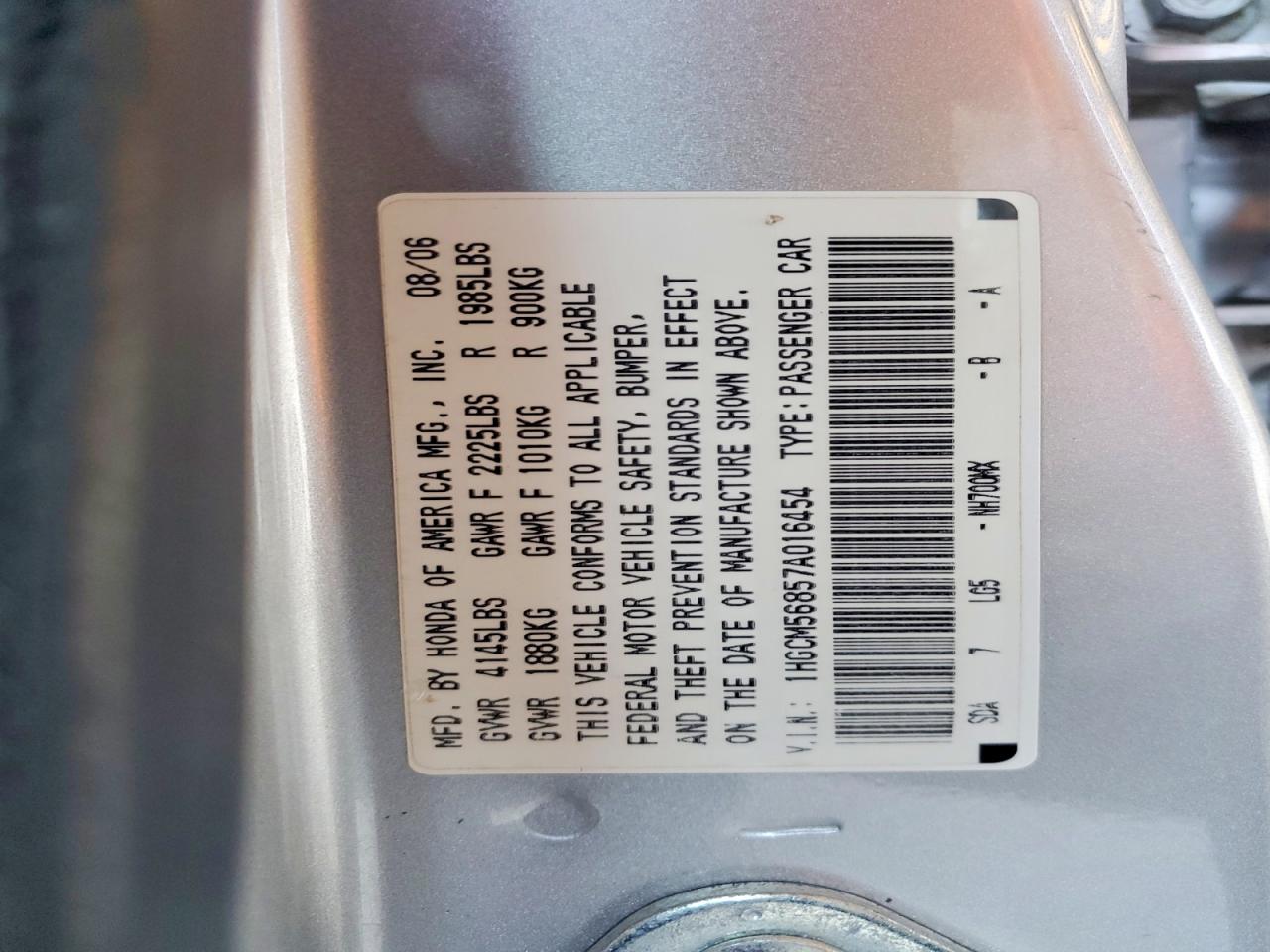 2007 Honda Accord Ex Silver vin: 1HGCM56857A016454