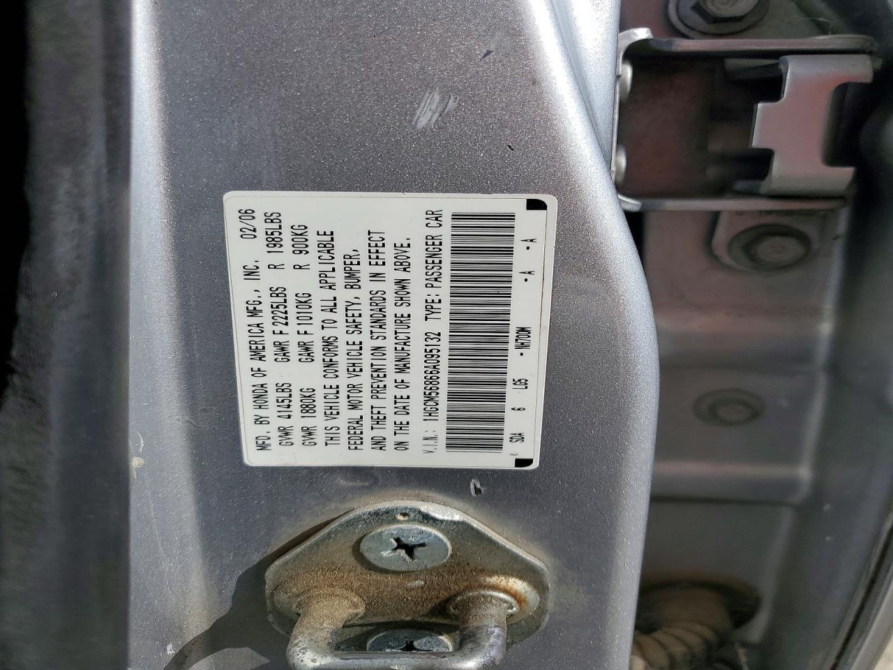 2006 Honda Accord Ex Silver vin: 1HGCM56866A095132