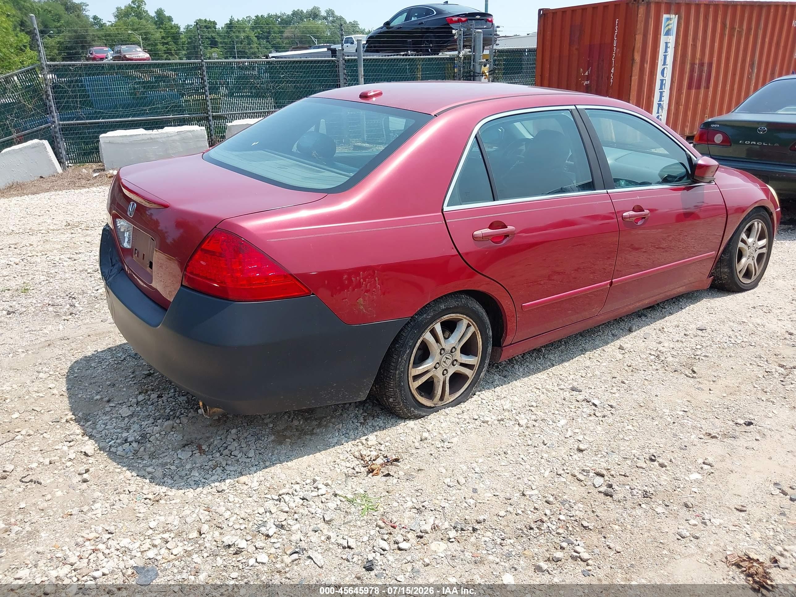 2007 Honda Accord 2.4 Ex Red vin: 1HGCM56867A128342