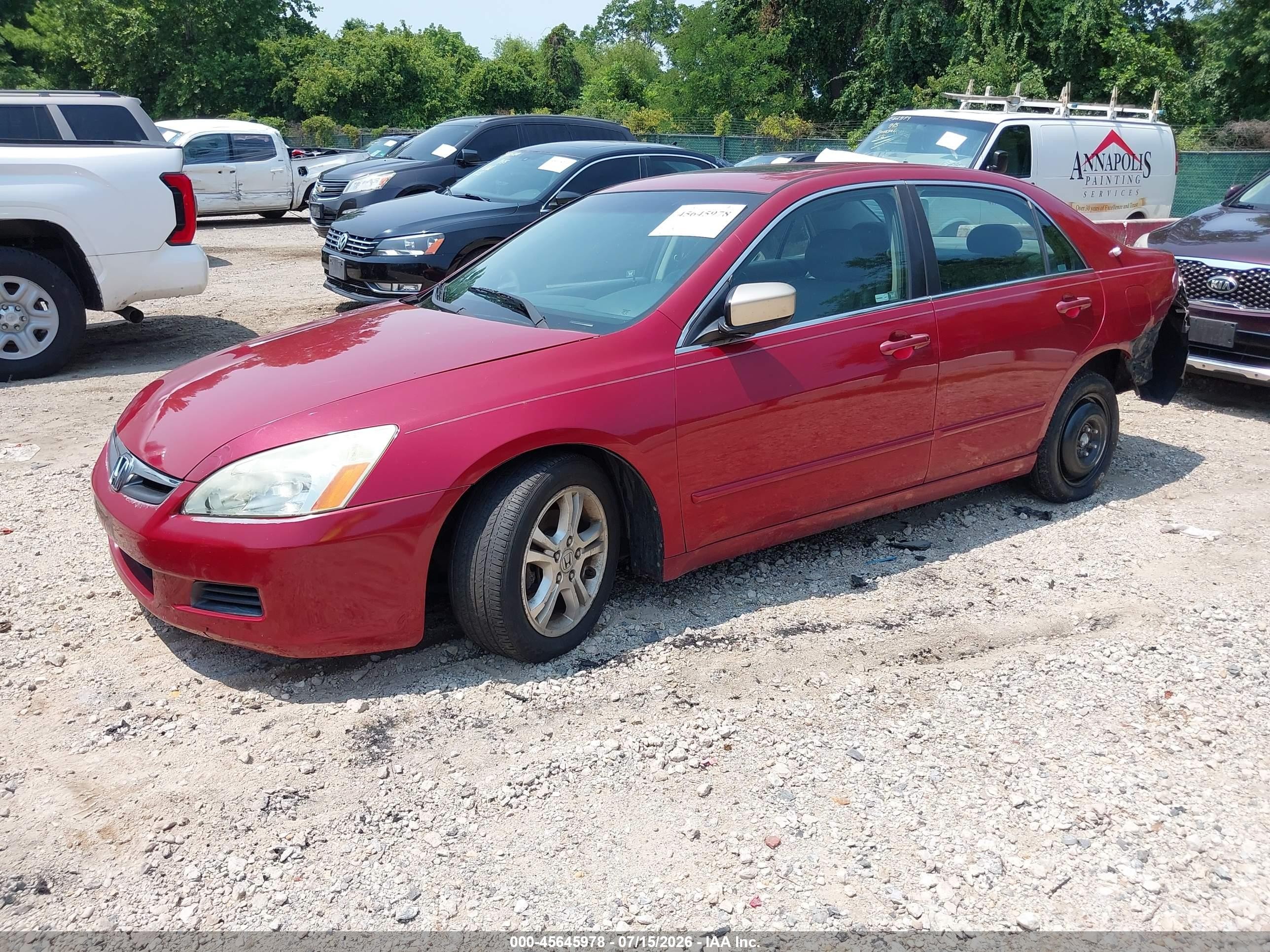 2007 Honda Accord 2.4 Ex Red vin: 1HGCM56867A128342