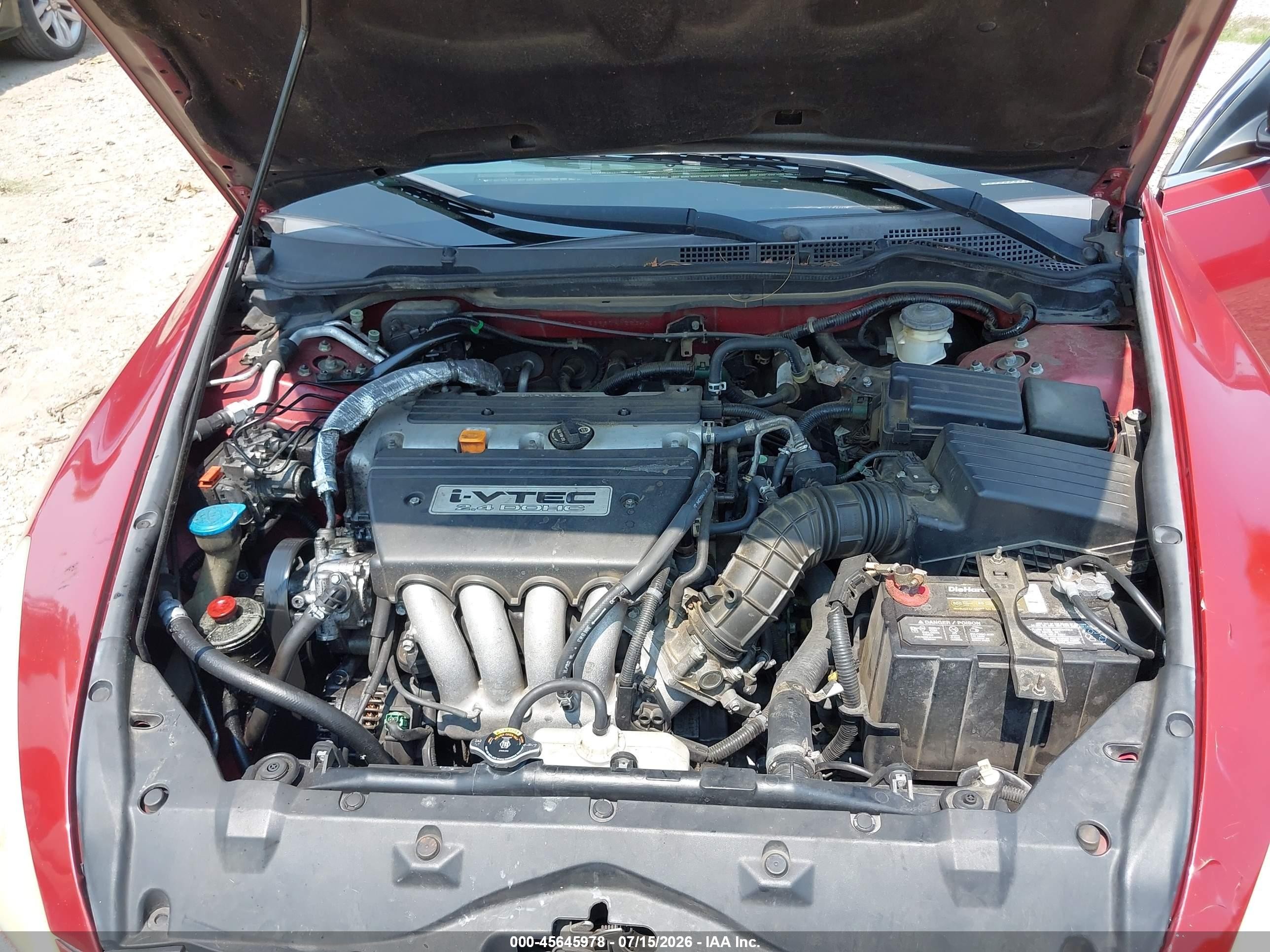 2007 Honda Accord 2.4 Ex Red vin: 1HGCM56867A128342