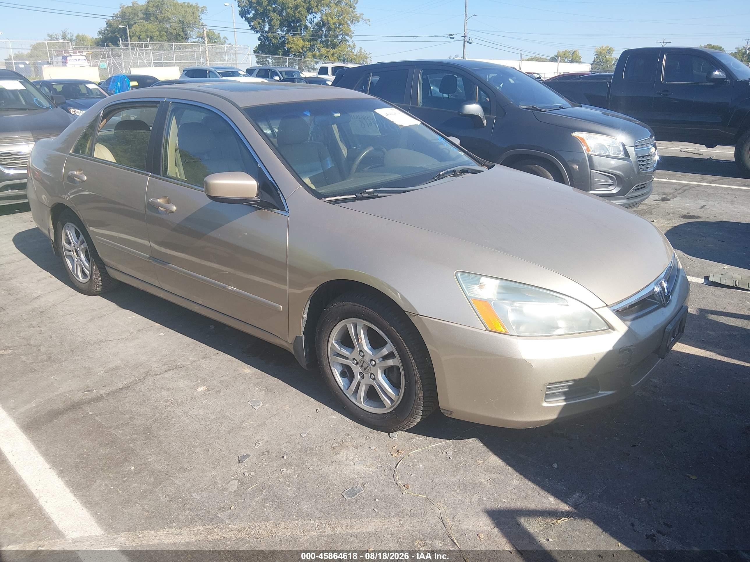 2007 Honda Accord 2.4 Ex Желто-коричневый vin: 1HGCM56867A139955
