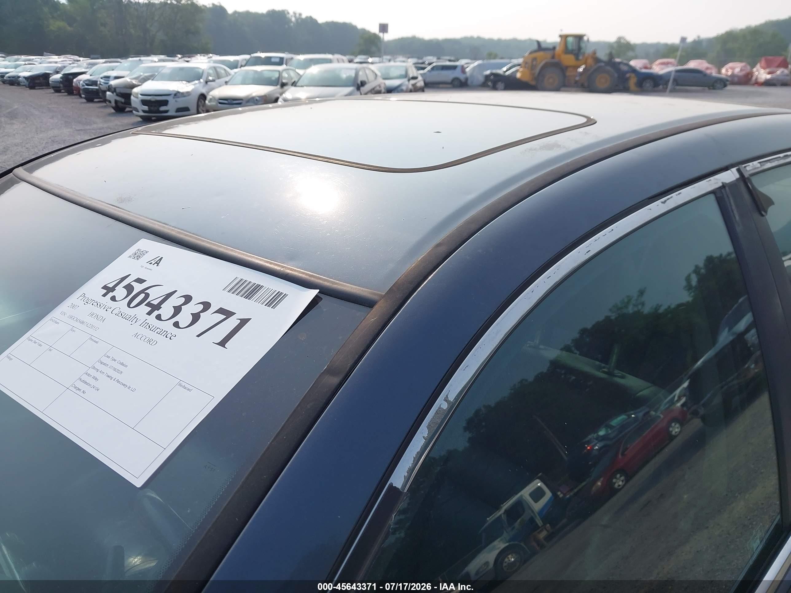 2007 Honda Accord 2.4 Ex Blue vin: 1HGCM56867A220552