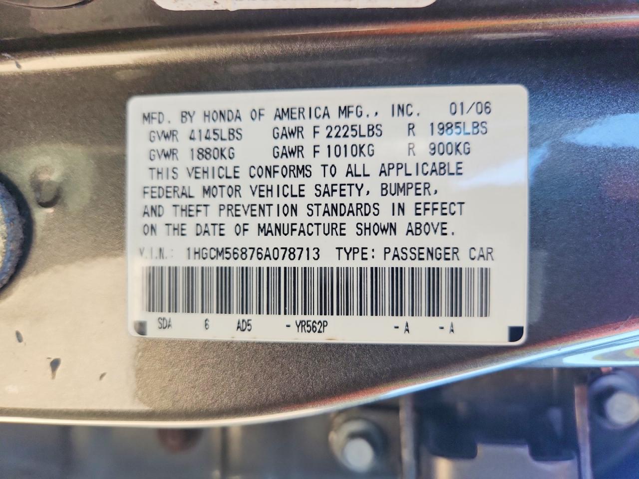 2006 Honda Accord Ex Gray vin: 1HGCM56876A078713