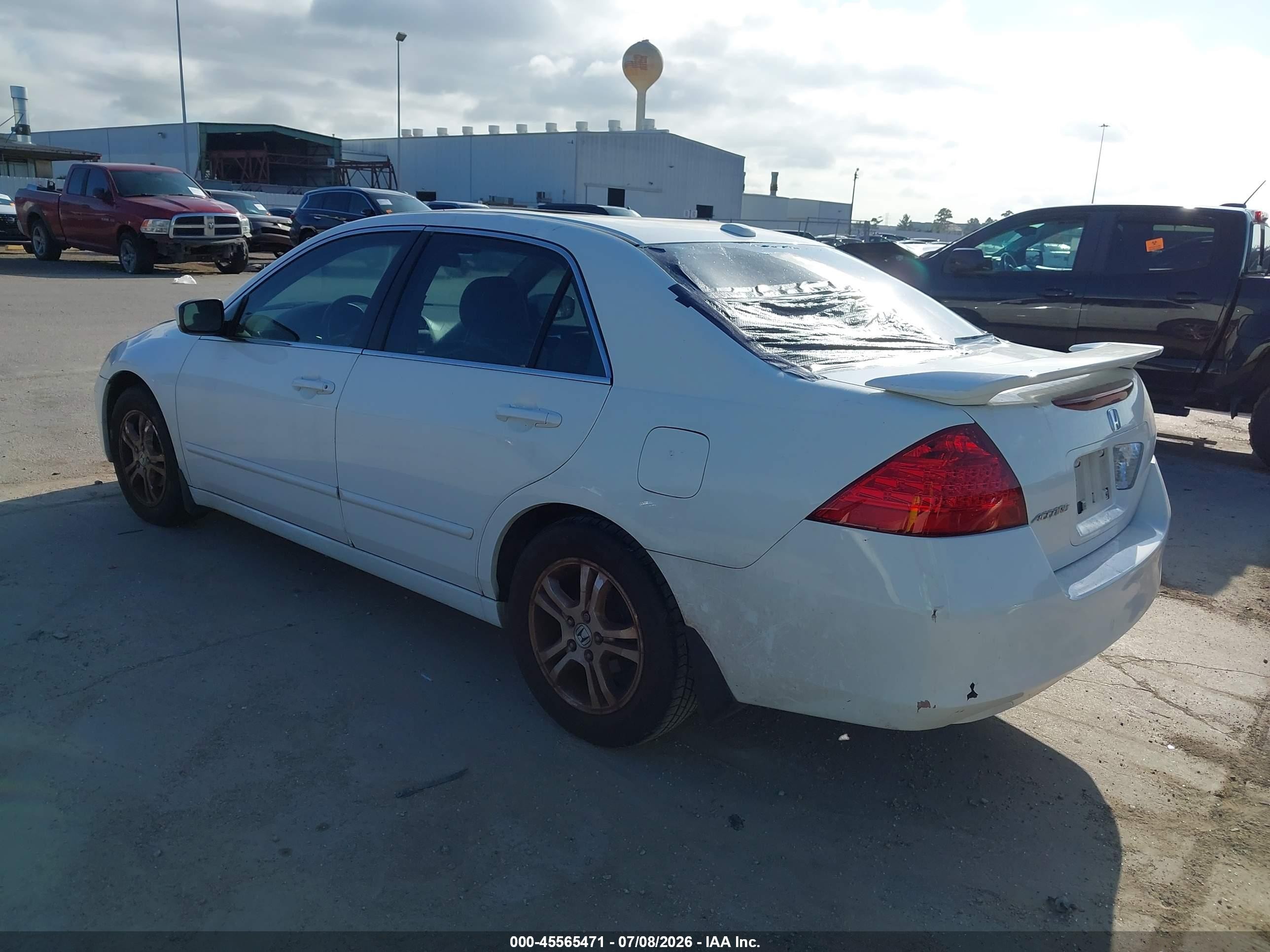 2007 Honda Accord 2.4 Ex White vin: 1HGCM56877A078289