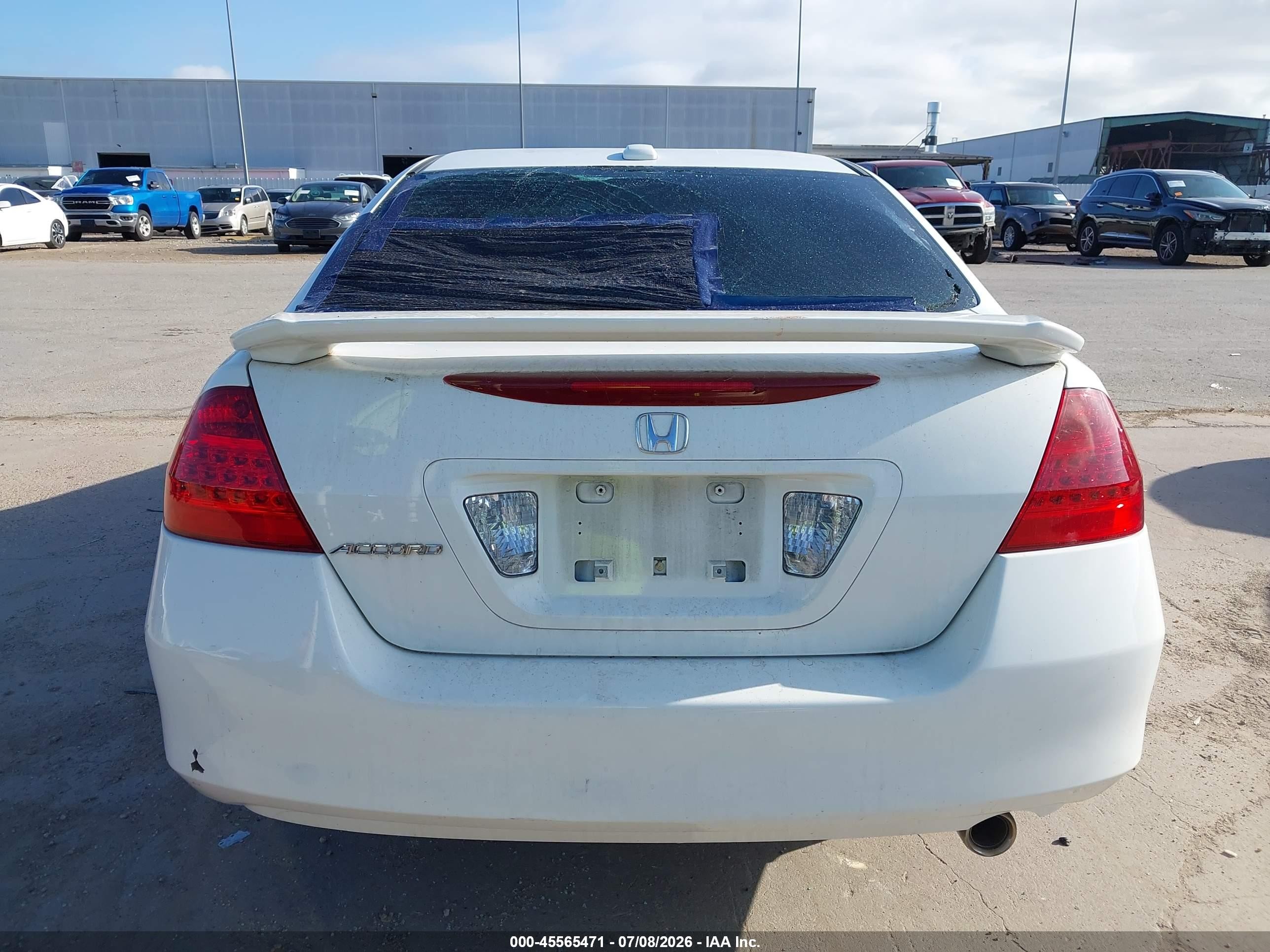 2007 Honda Accord 2.4 Ex White vin: 1HGCM56877A078289