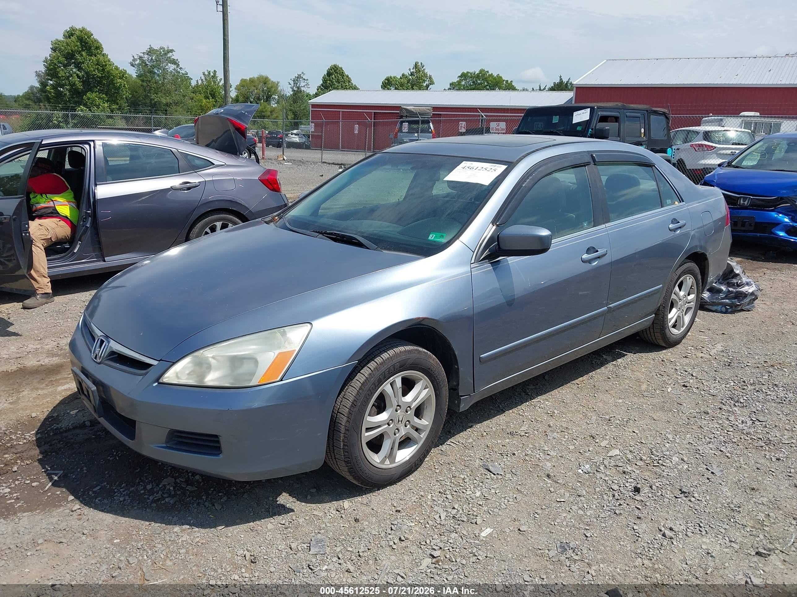 2007 Honda Accord 2.4 Ex Light Blue vin: 1HGCM56877A085114