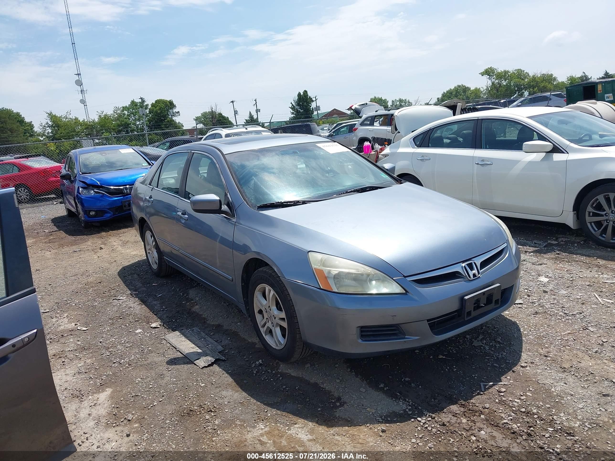 2007 Honda Accord 2.4 Ex Light Blue vin: 1HGCM56877A085114
