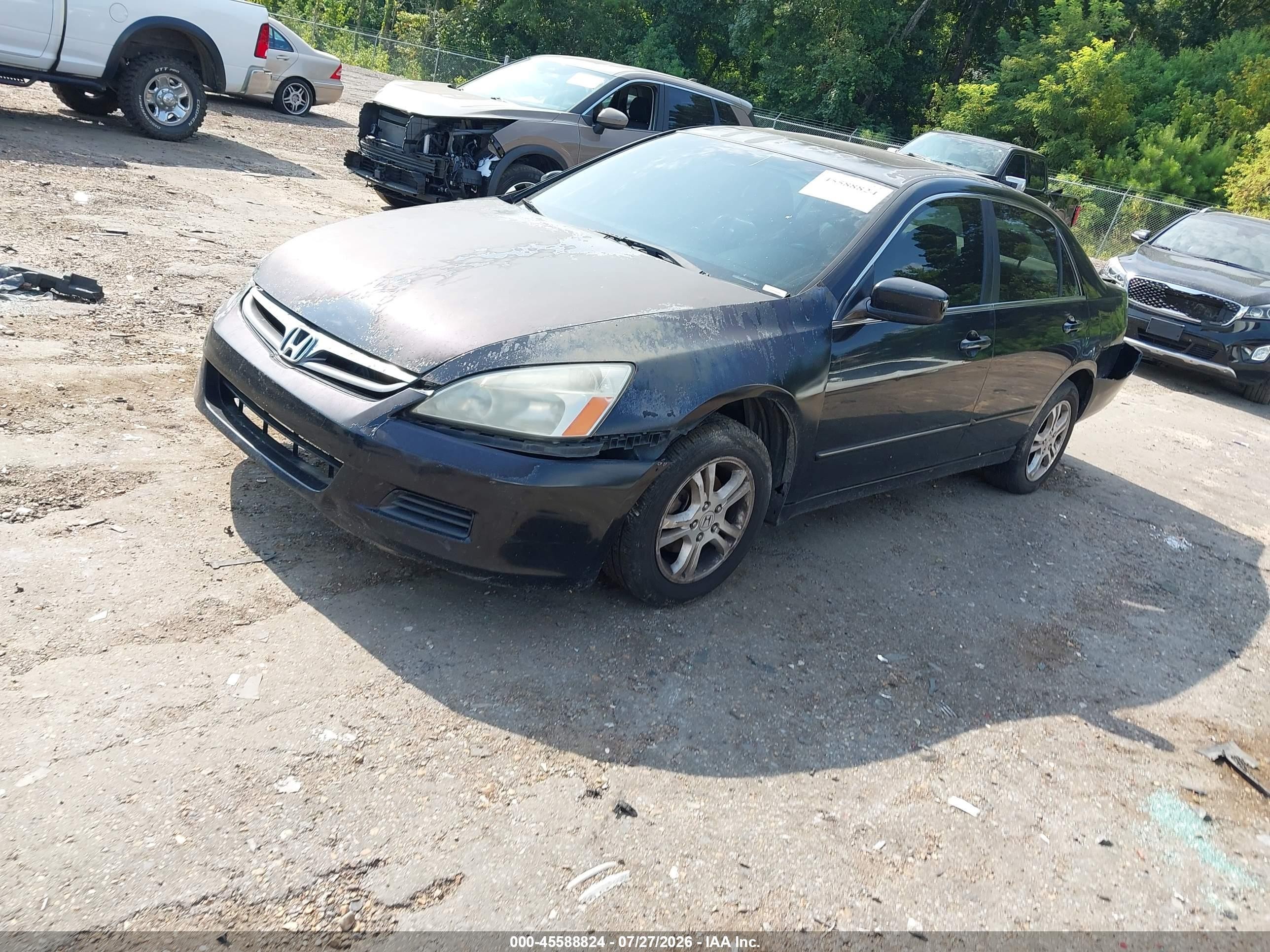 2007 Honda Accord 2.4 Ex Black vin: 1HGCM56877A096629