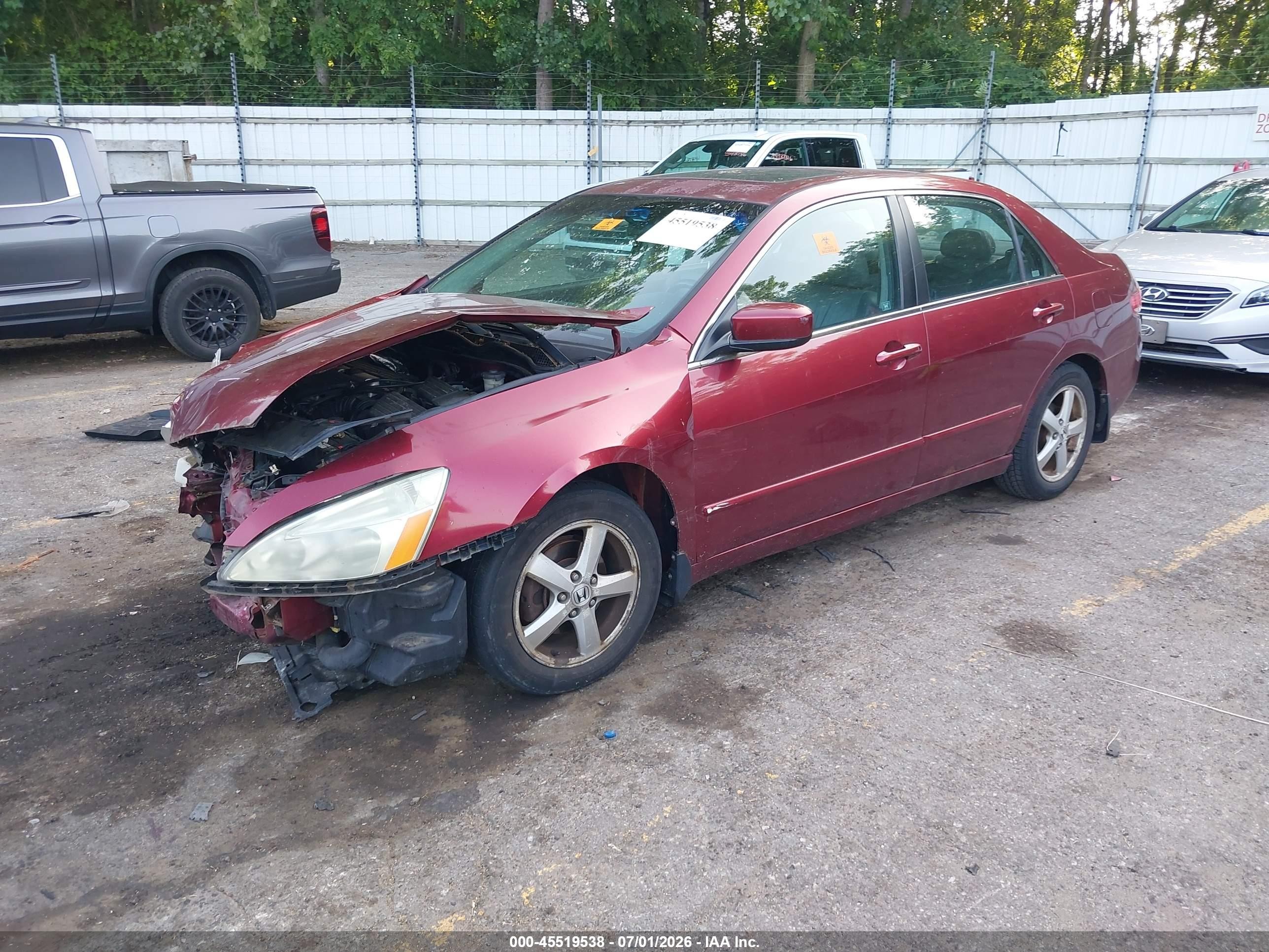2004 Honda Accord 2.4 Ex Темно-бордовый vin: 1HGCM56884A066437