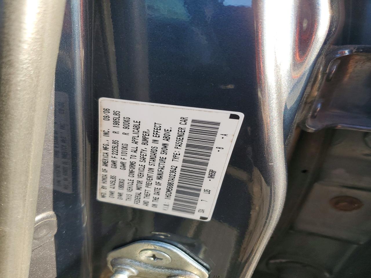2007 Honda Accord Ex Gray vin: 1HGCM56887A023642