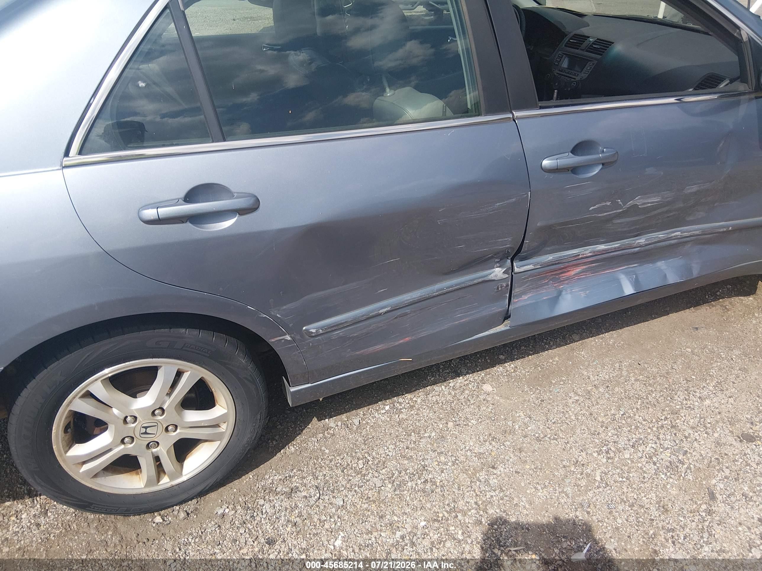 2007 Honda Accord 2.4 Ex Blue vin: 1HGCM56887A055524