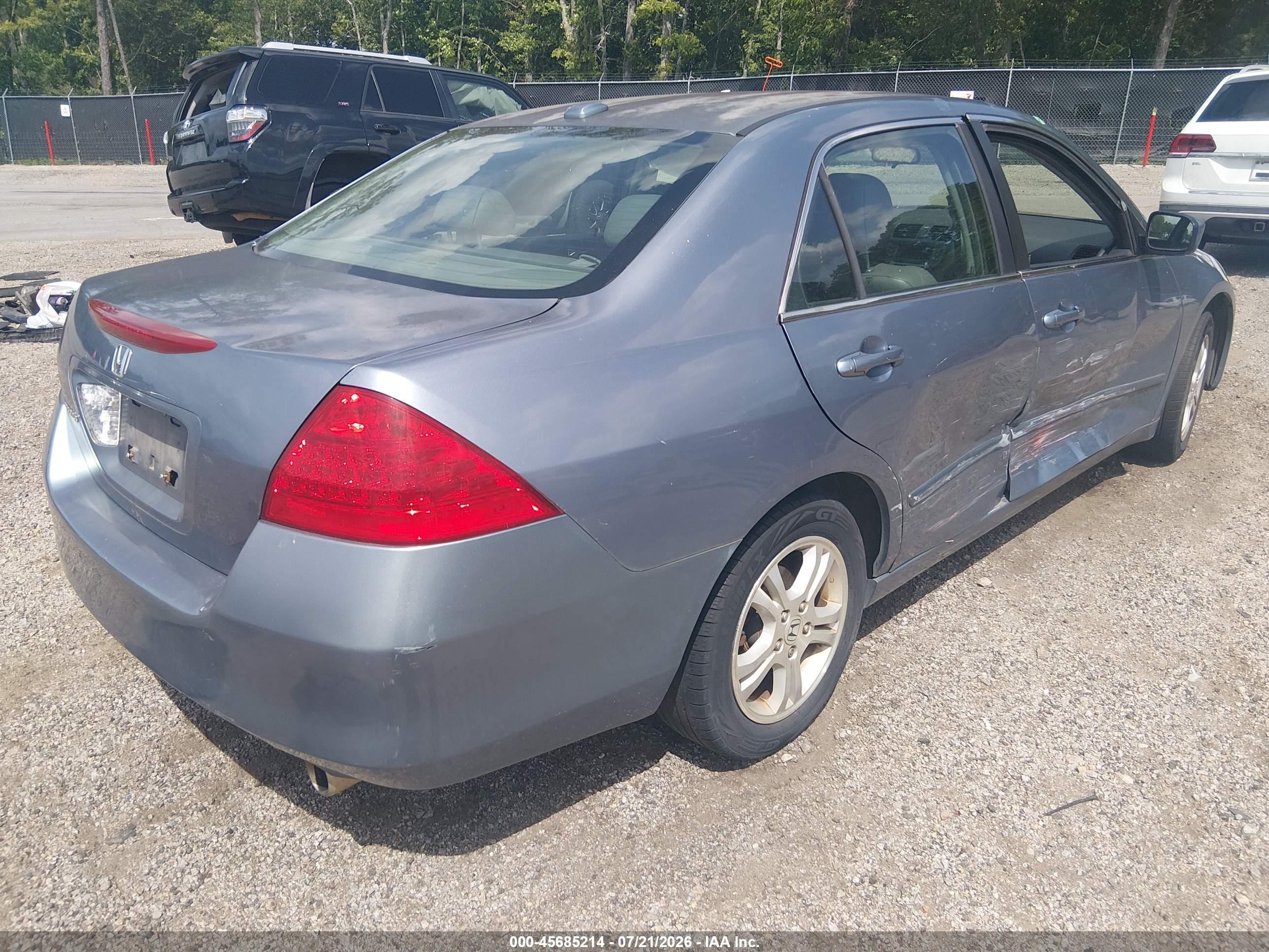 2007 Honda Accord 2.4 Ex Blue vin: 1HGCM56887A055524