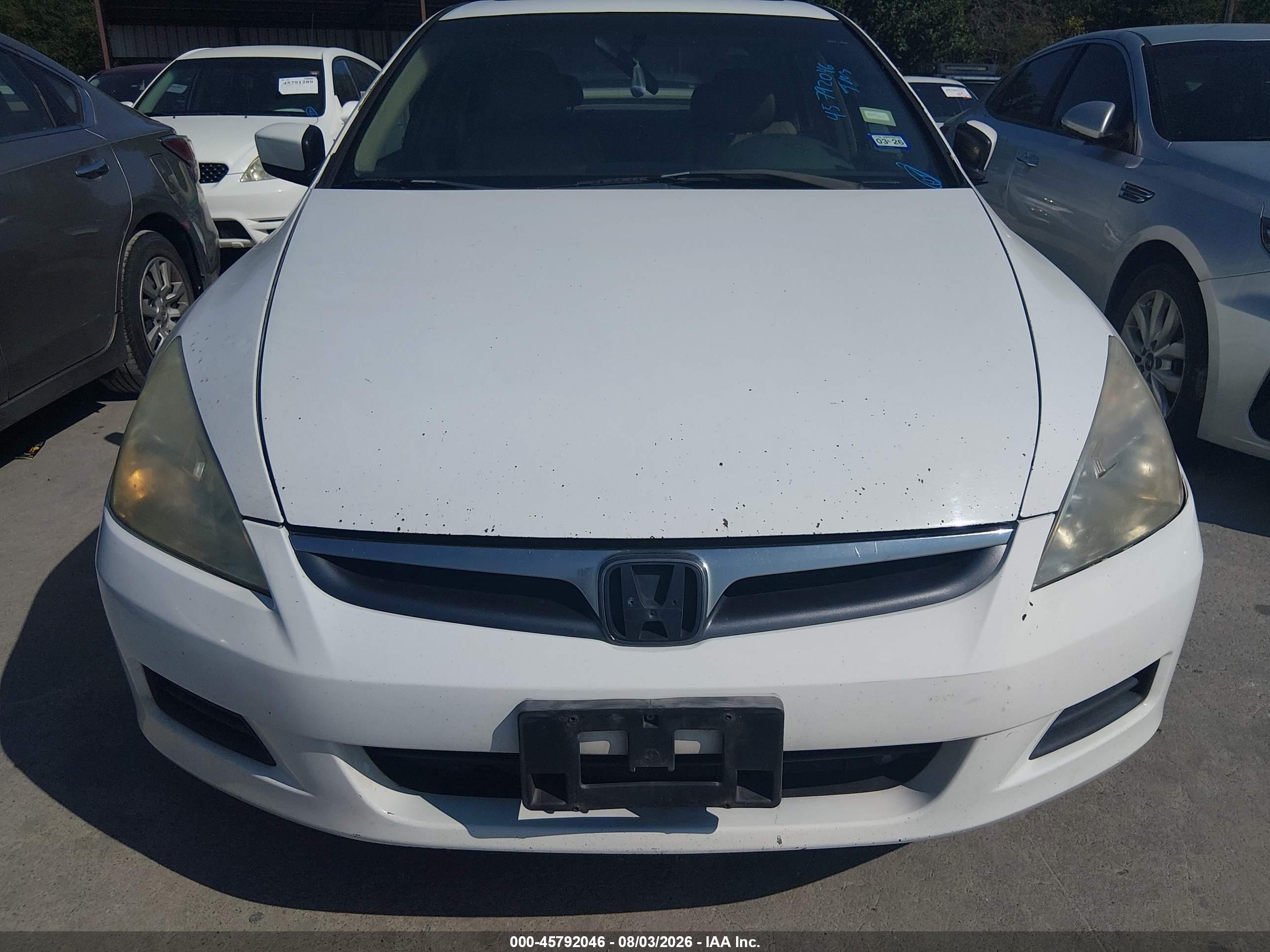 2007 Honda Accord 2.4 Ex White vin: 1HGCM56887A089883
