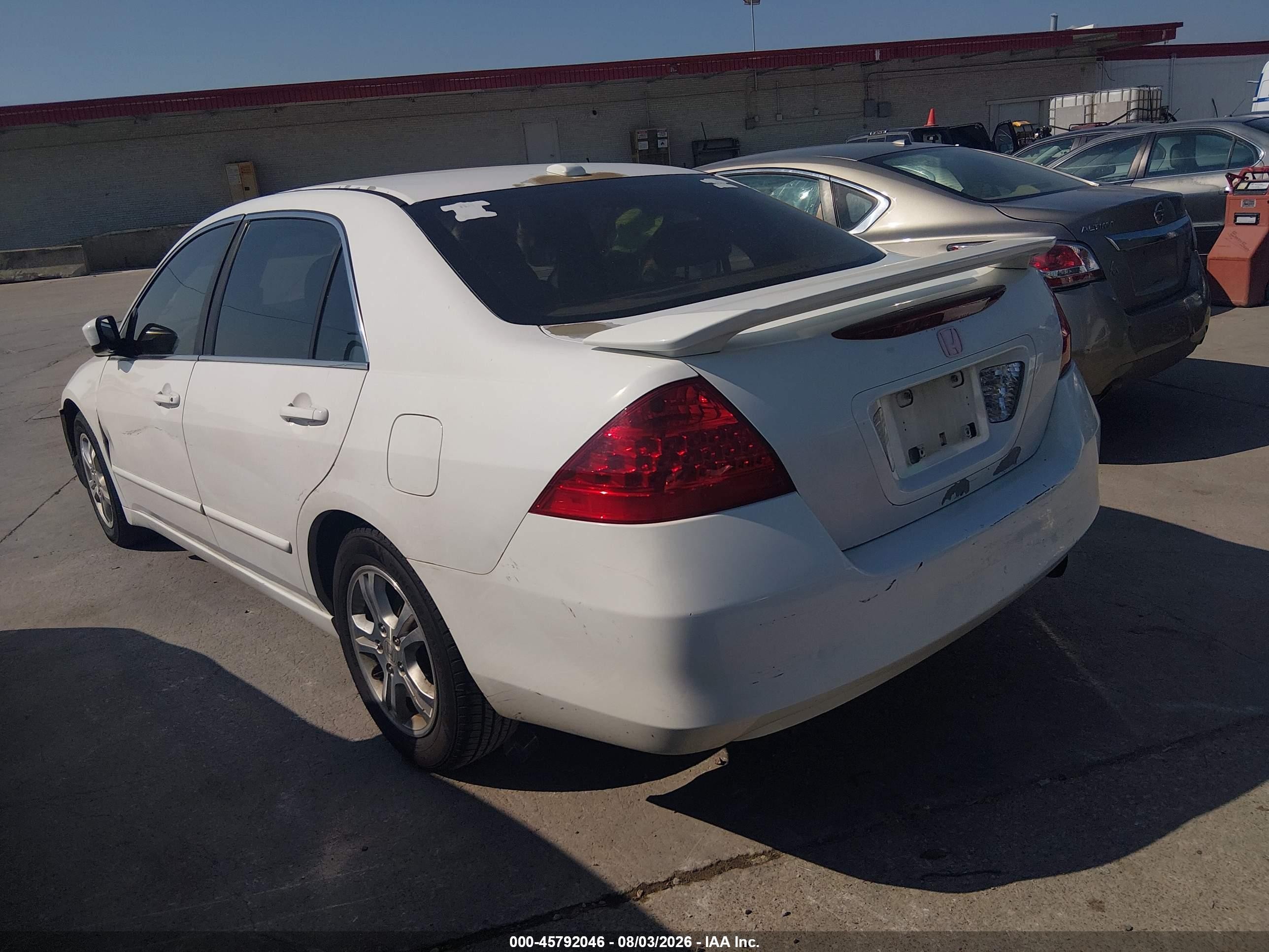 2007 Honda Accord 2.4 Ex White vin: 1HGCM56887A089883